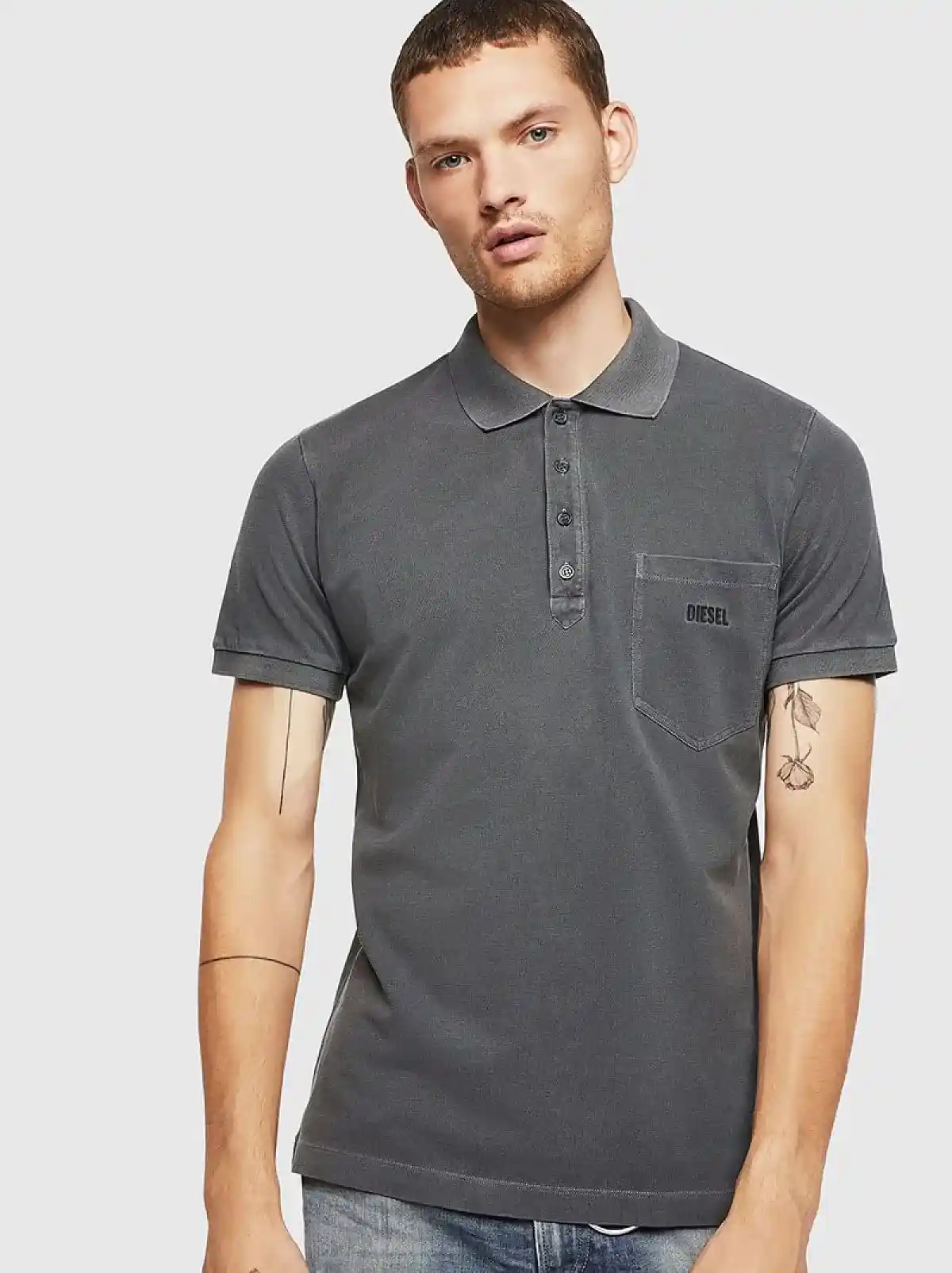 Black Acid-wash polo shirt