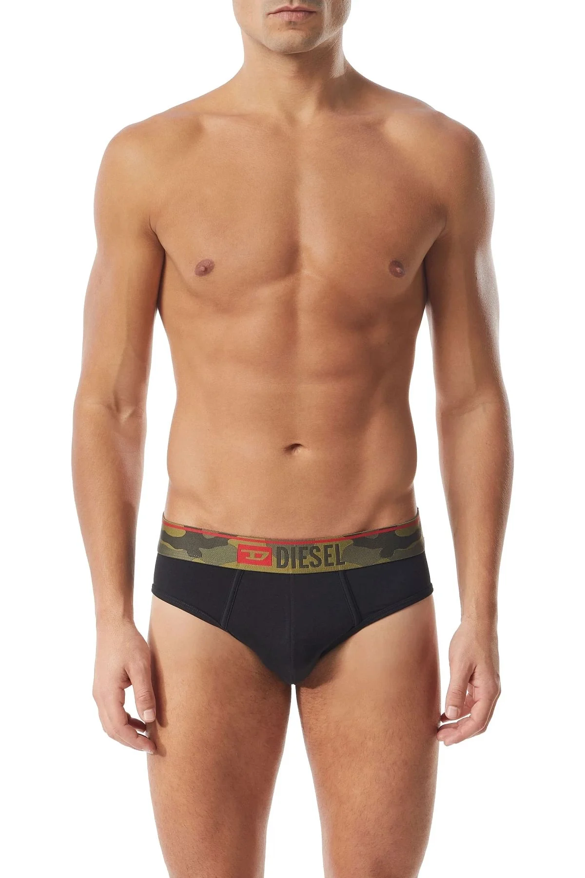 Green and Black Two-pack of briefs with camo print