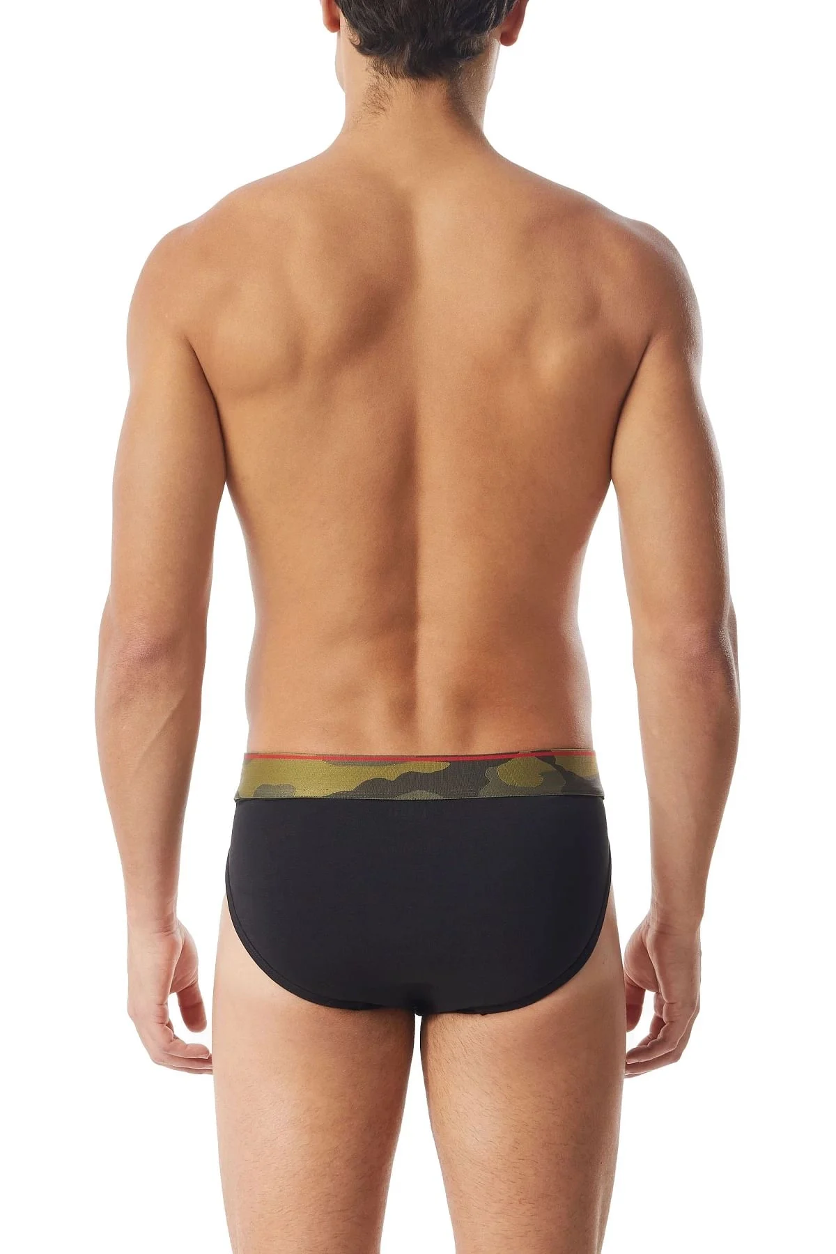 Green and Black Two-pack of briefs with camo print