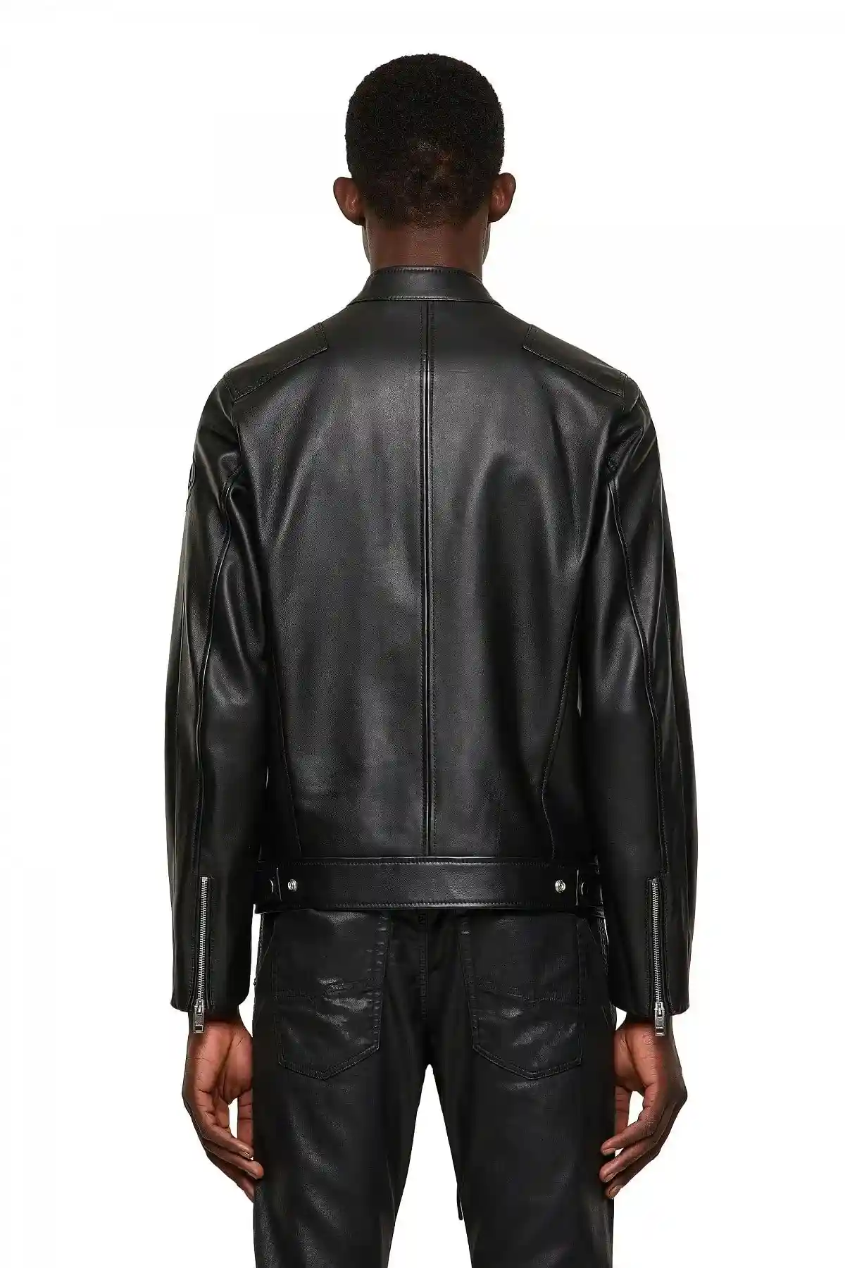 Black Biker jacket with tonal stripes