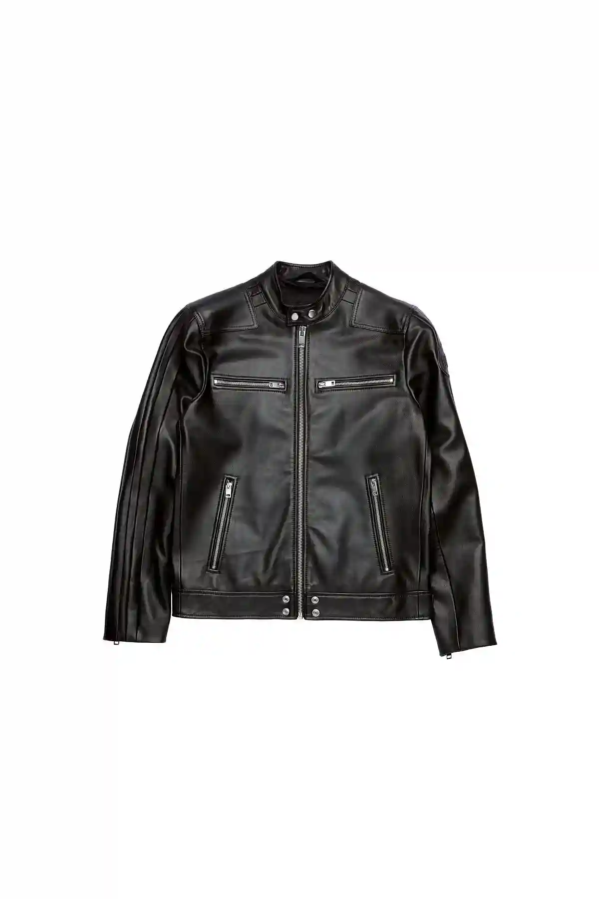 Black Biker jacket with tonal stripes