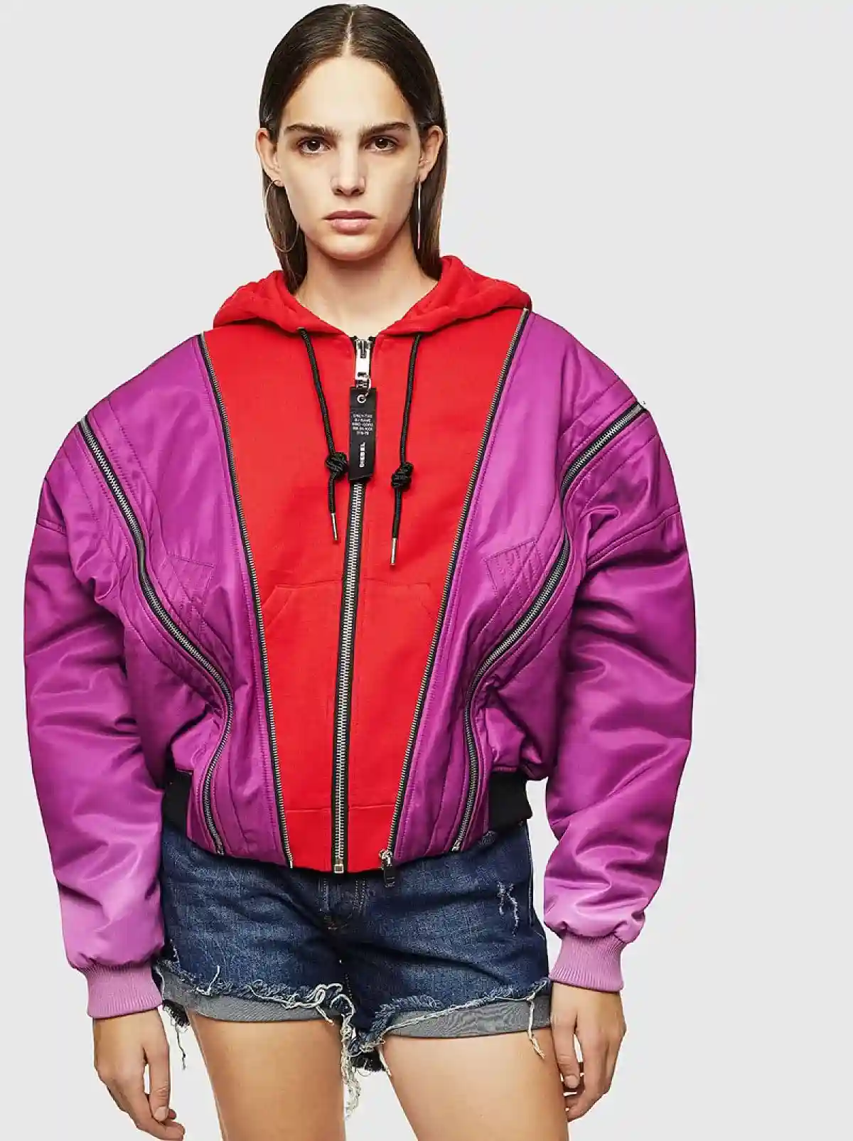 Purple Hybrid jacket with zip details