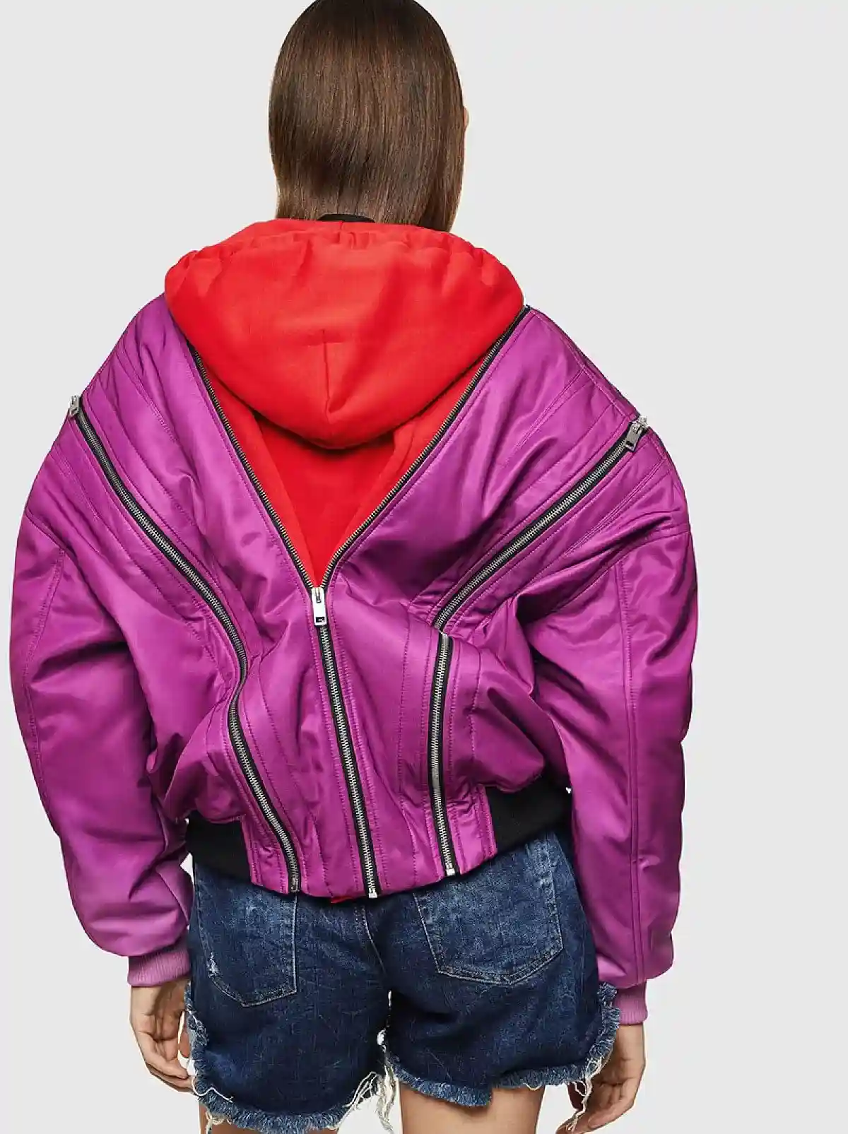 Purple Hybrid jacket with zip details