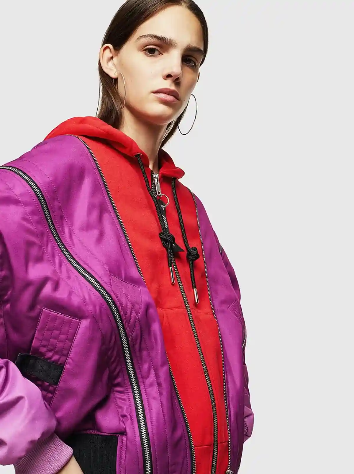 Purple Hybrid jacket with zip details