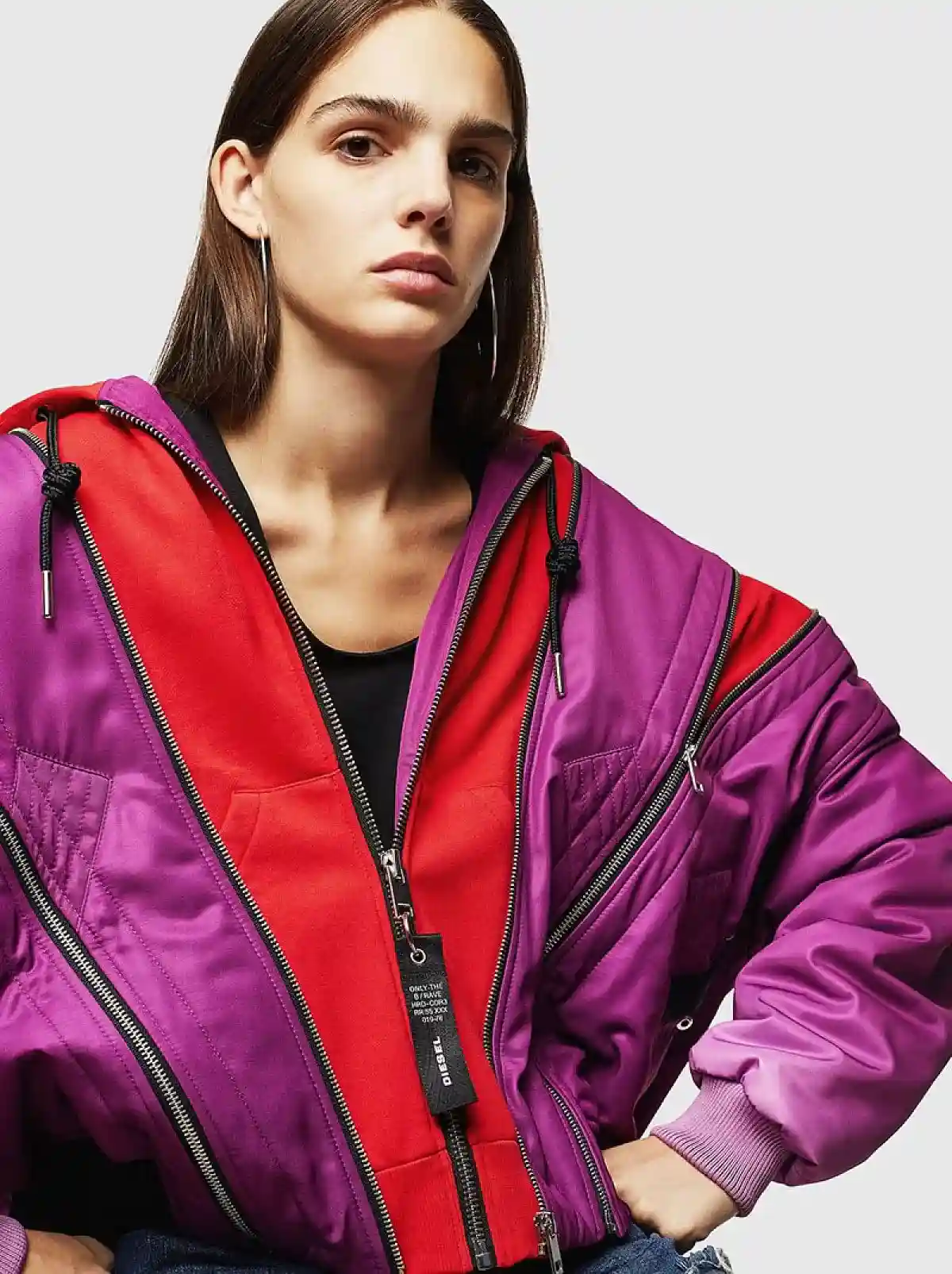 Purple Hybrid jacket with zip details