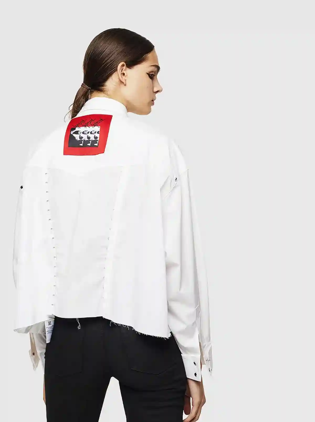 White Poplin shirt with hook details