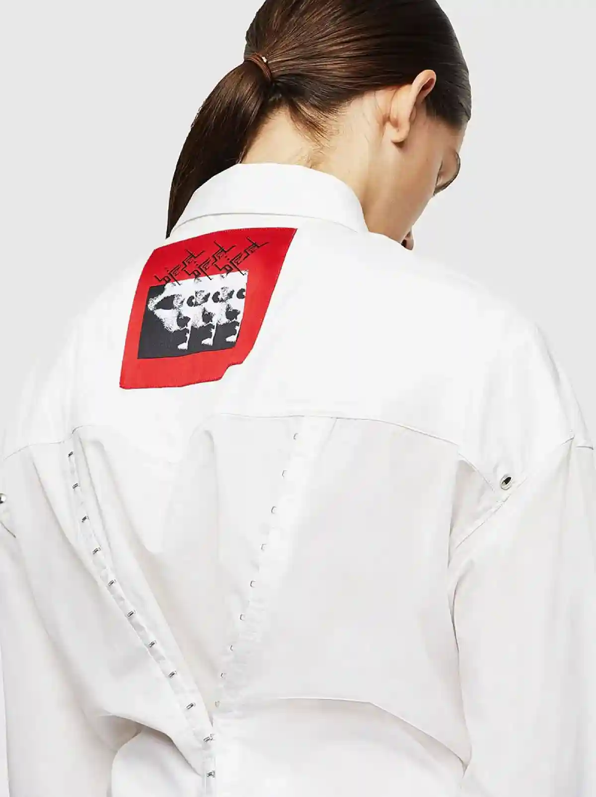 White Poplin shirt with hook details