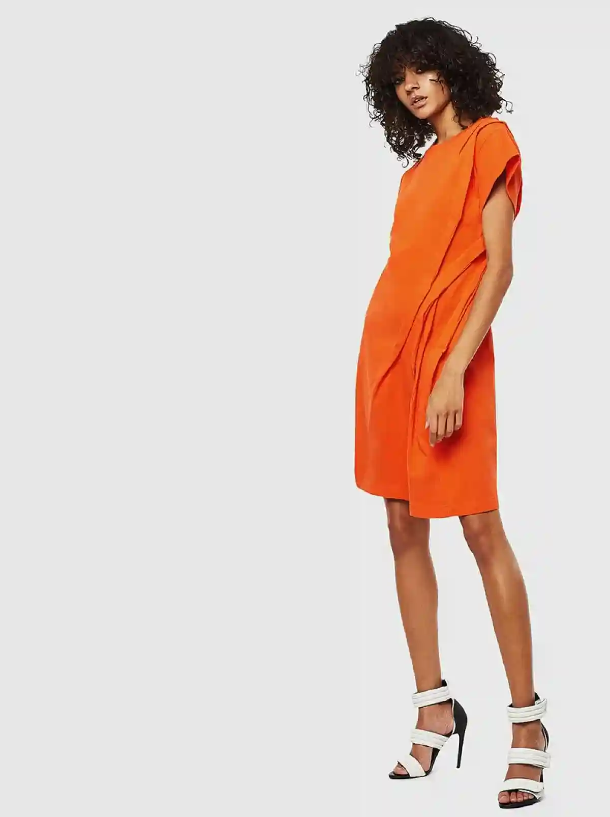 Orange Short-sleeved dress in cotton jersey