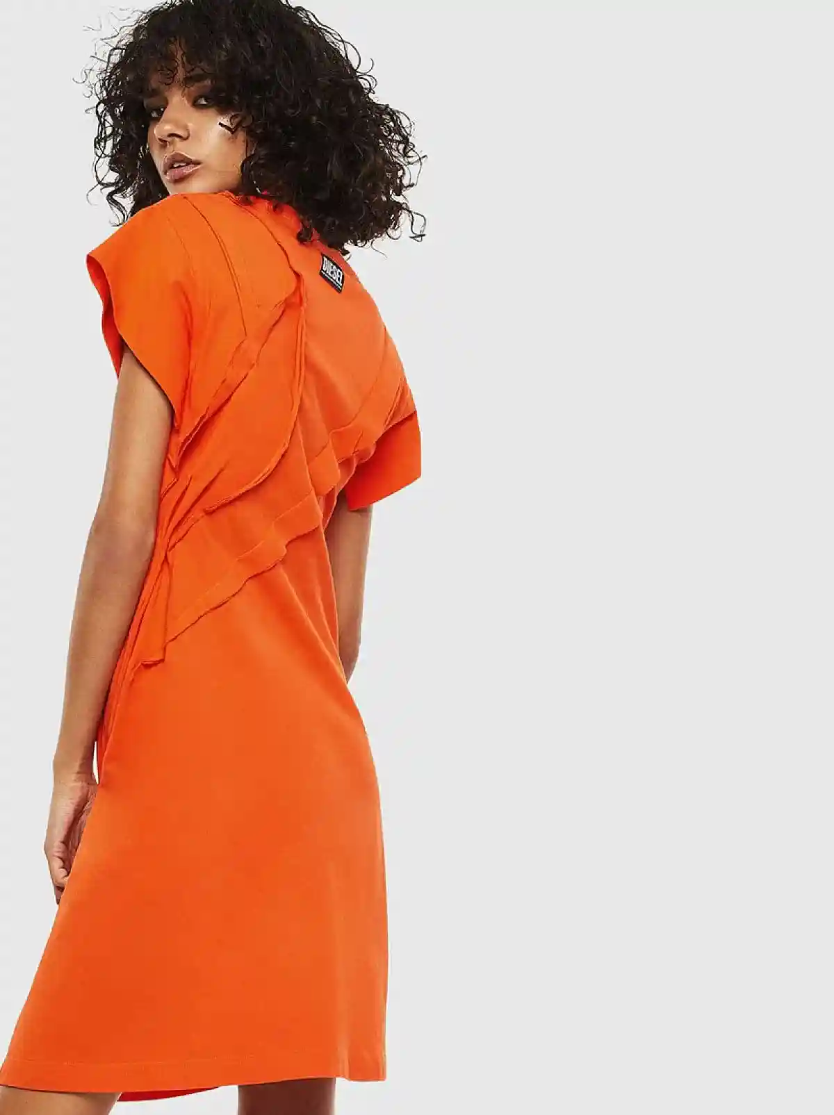 Orange Short-sleeved dress in cotton jersey