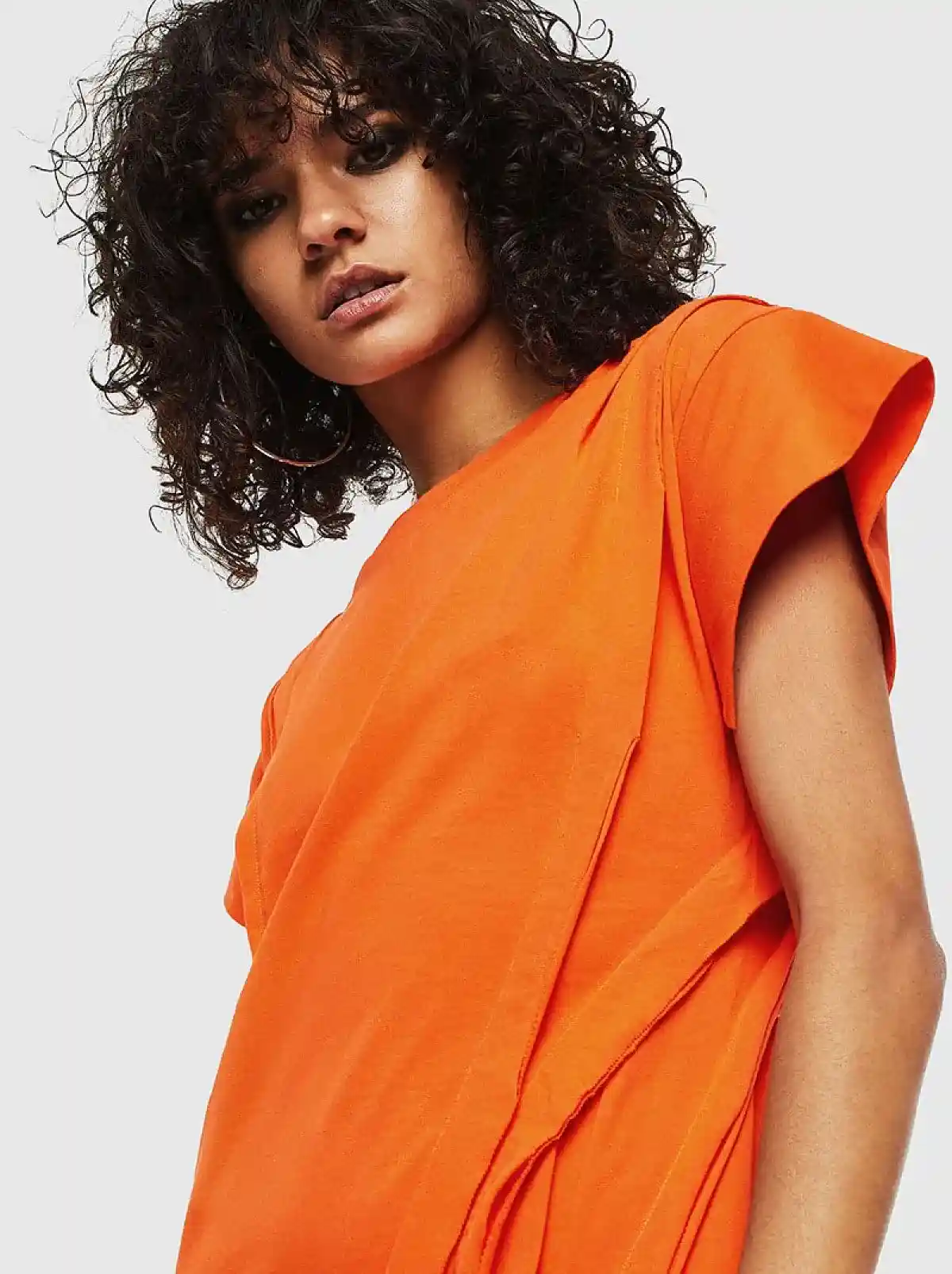 Orange Short-sleeved dress in cotton jersey