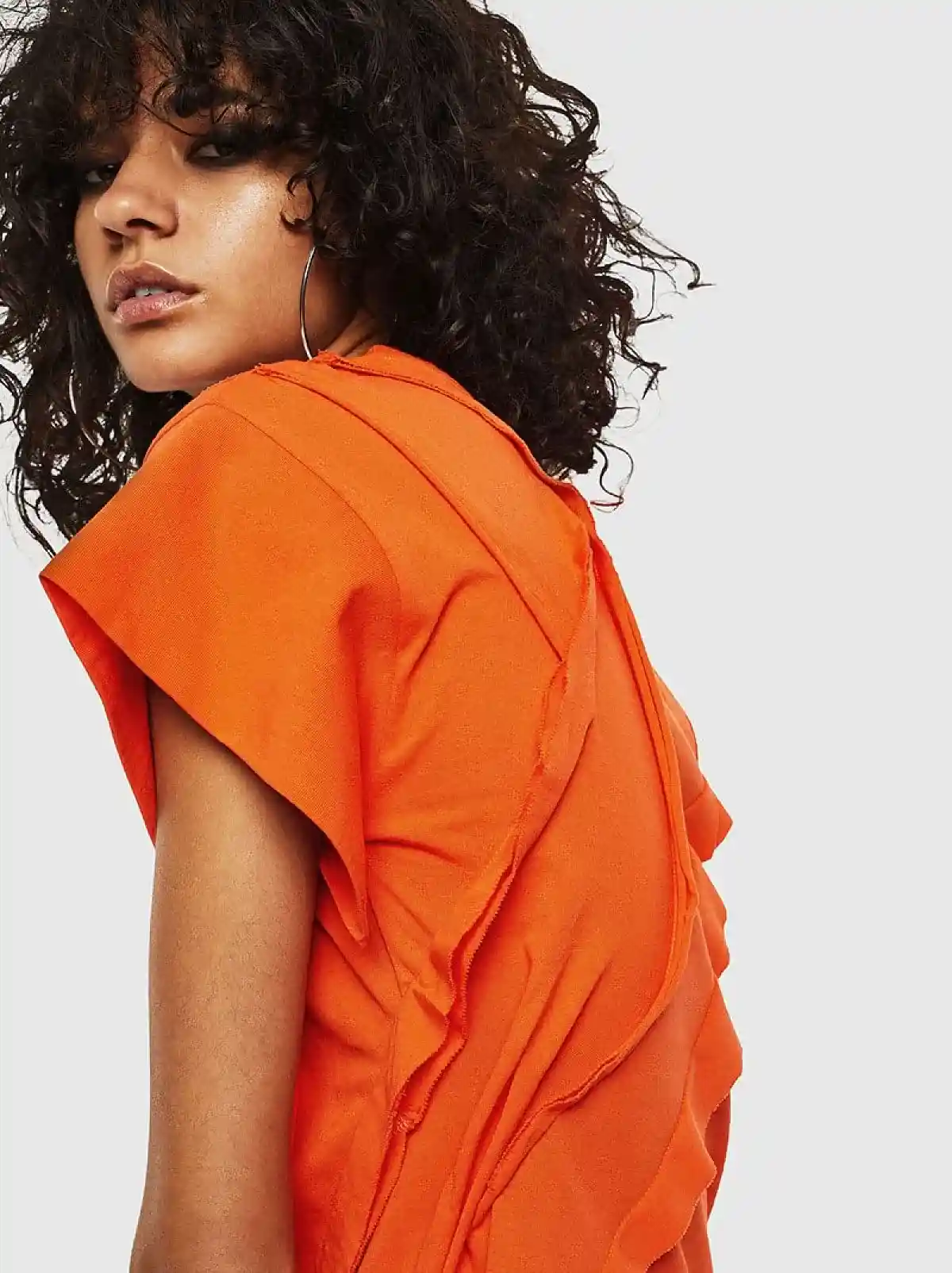 Orange Short-sleeved dress in cotton jersey