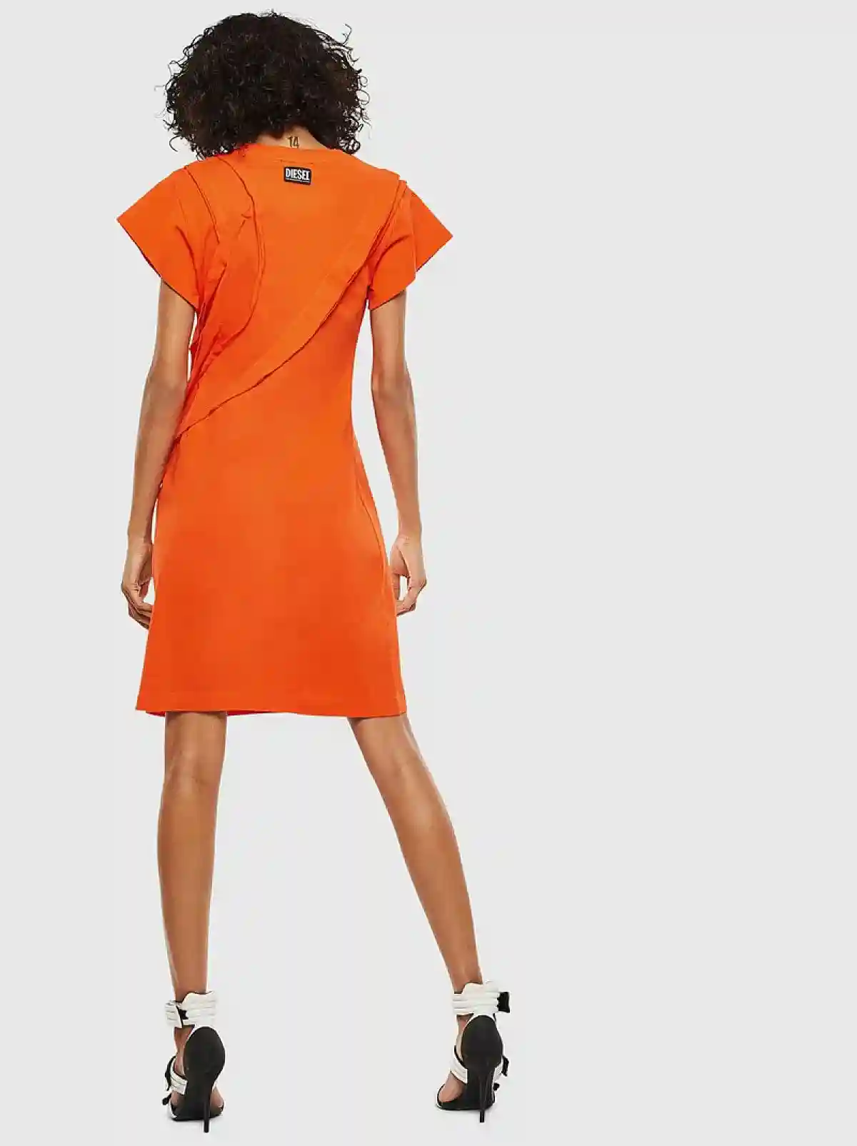 Orange Short-sleeved dress in cotton jersey