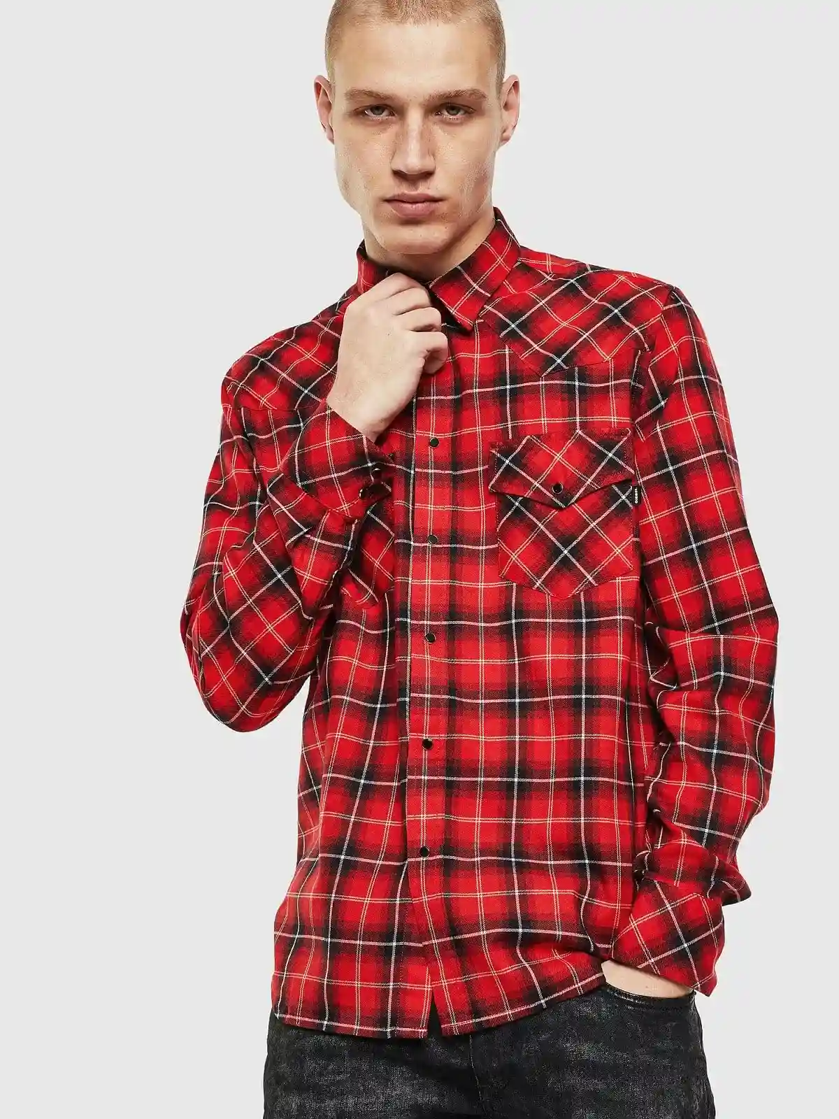 Blue Western shirt in check flannel