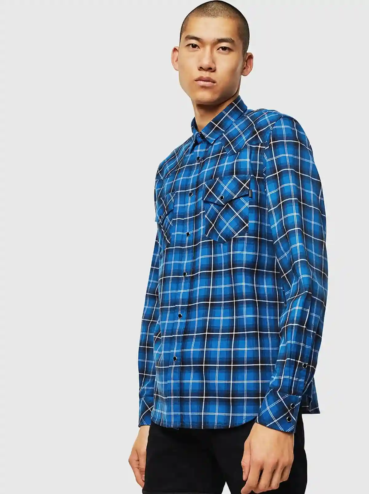 Blue Western shirt in check flannel
