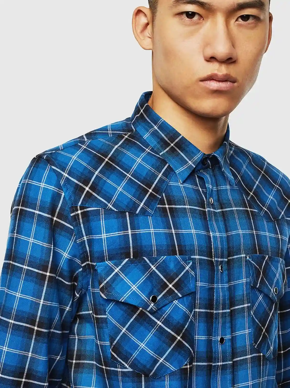 Blue Western shirt in check flannel