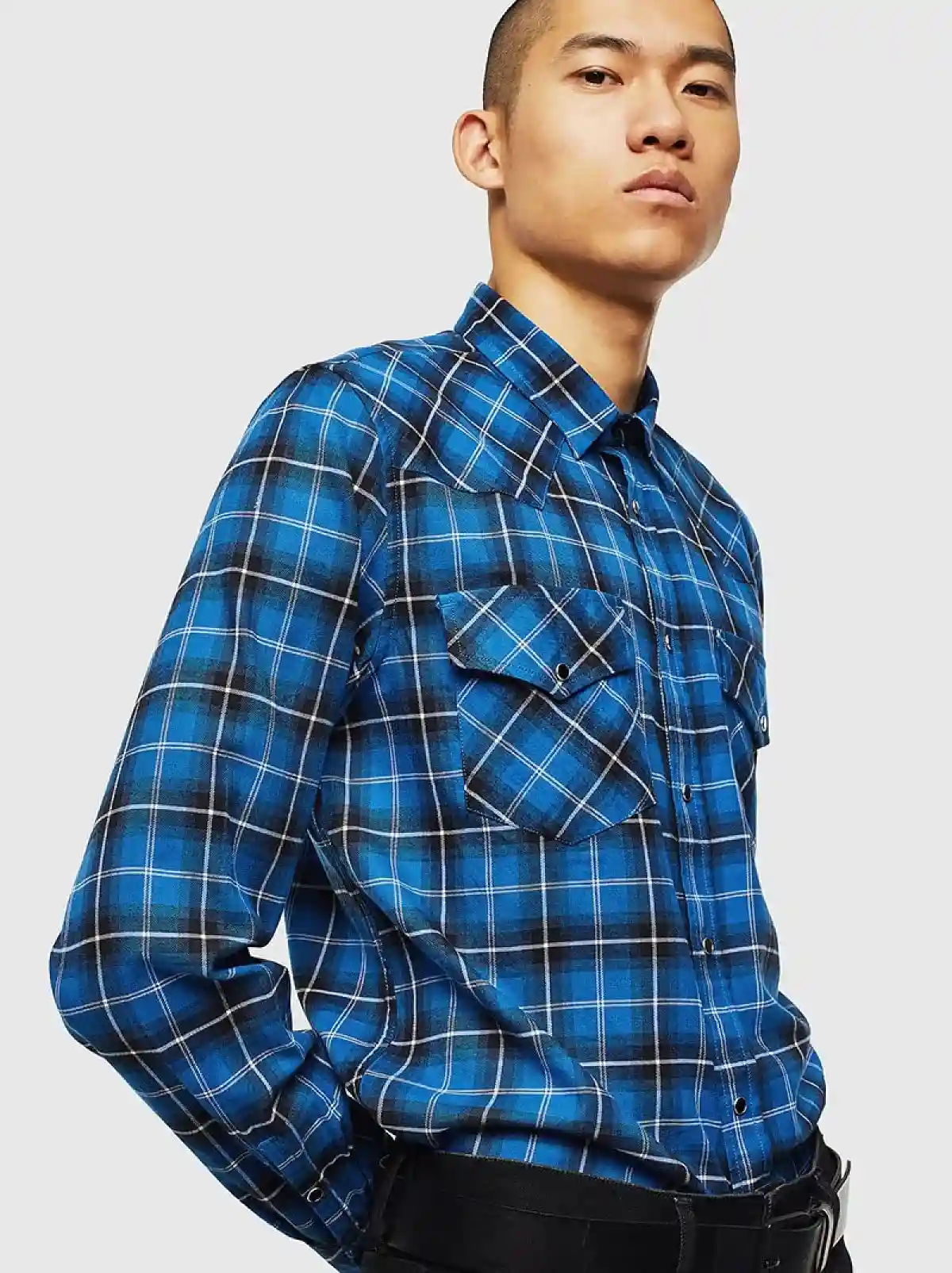 Blue Western shirt in check flannel