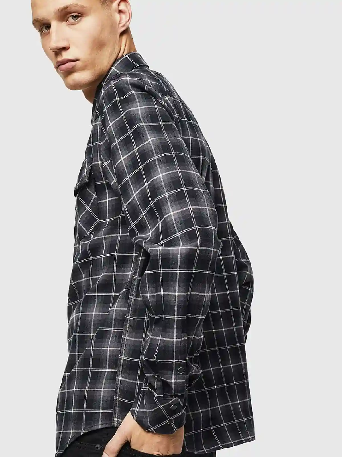 Grey Western shirt in check flannel