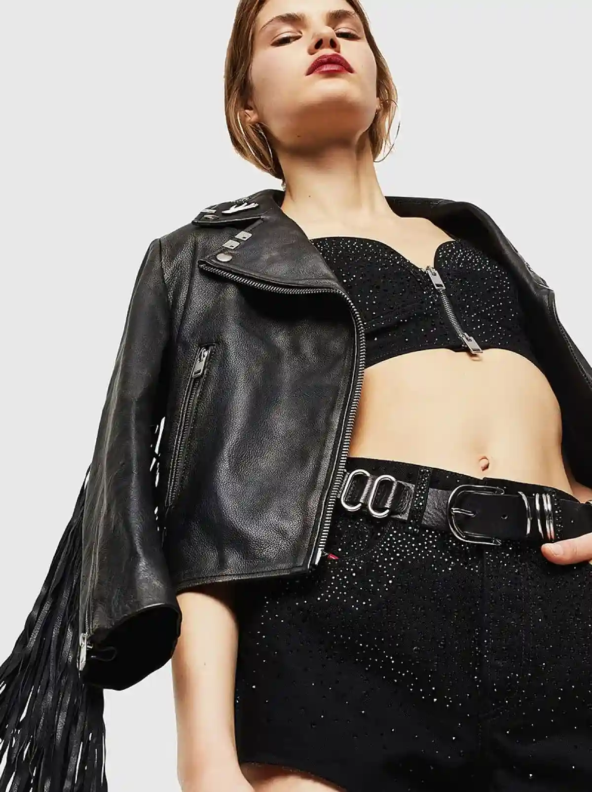 Black Denim shorts with Swarovski crystals