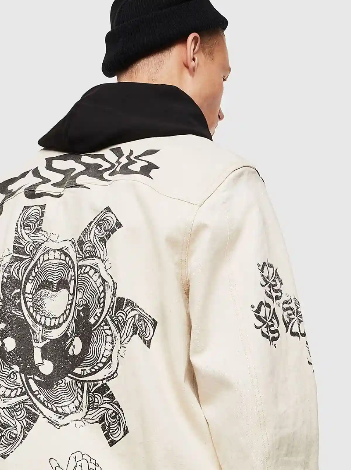 White Denim overshirt with sketch prints