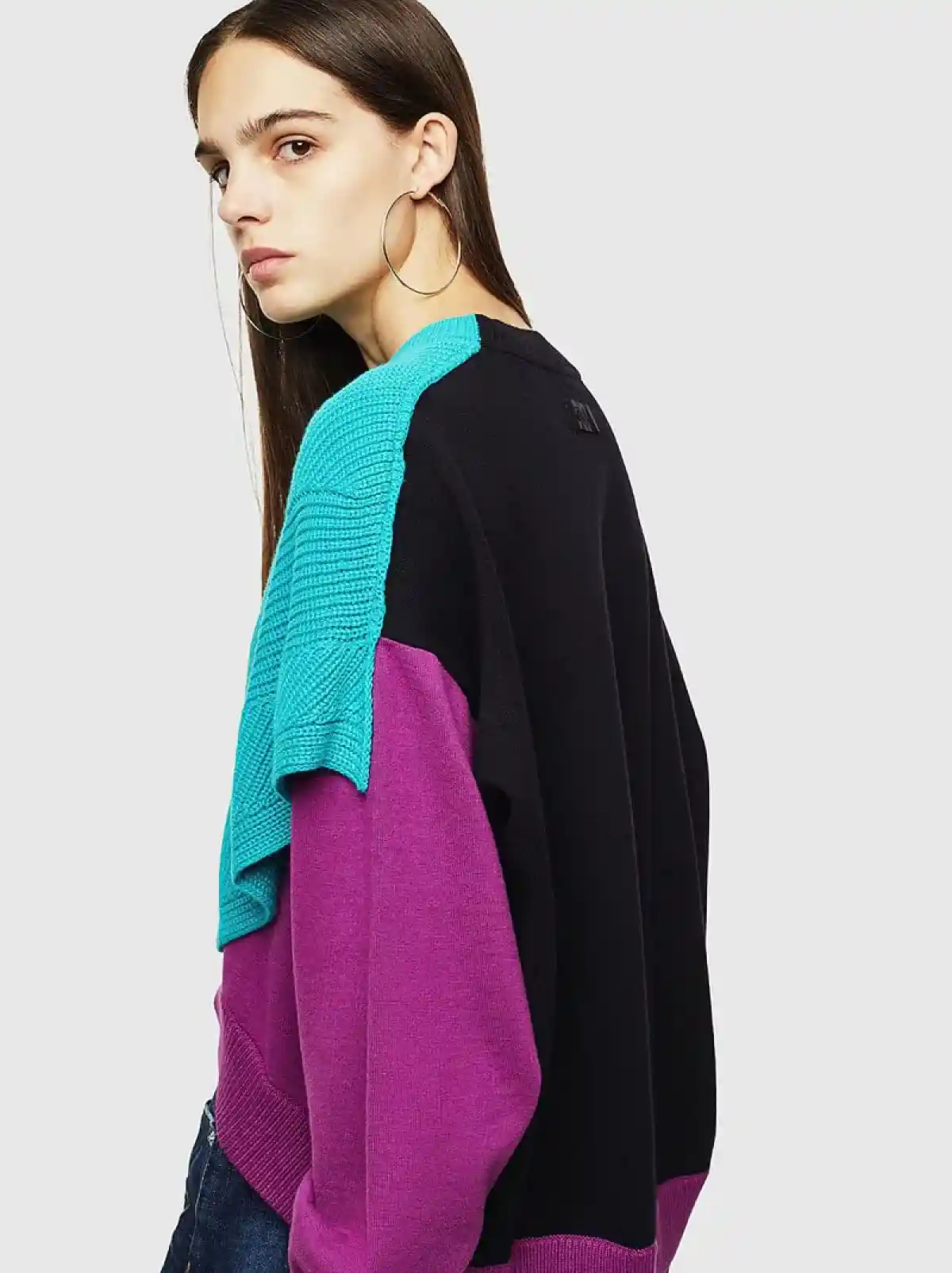 Multicolor Boxy pullover with layered effect