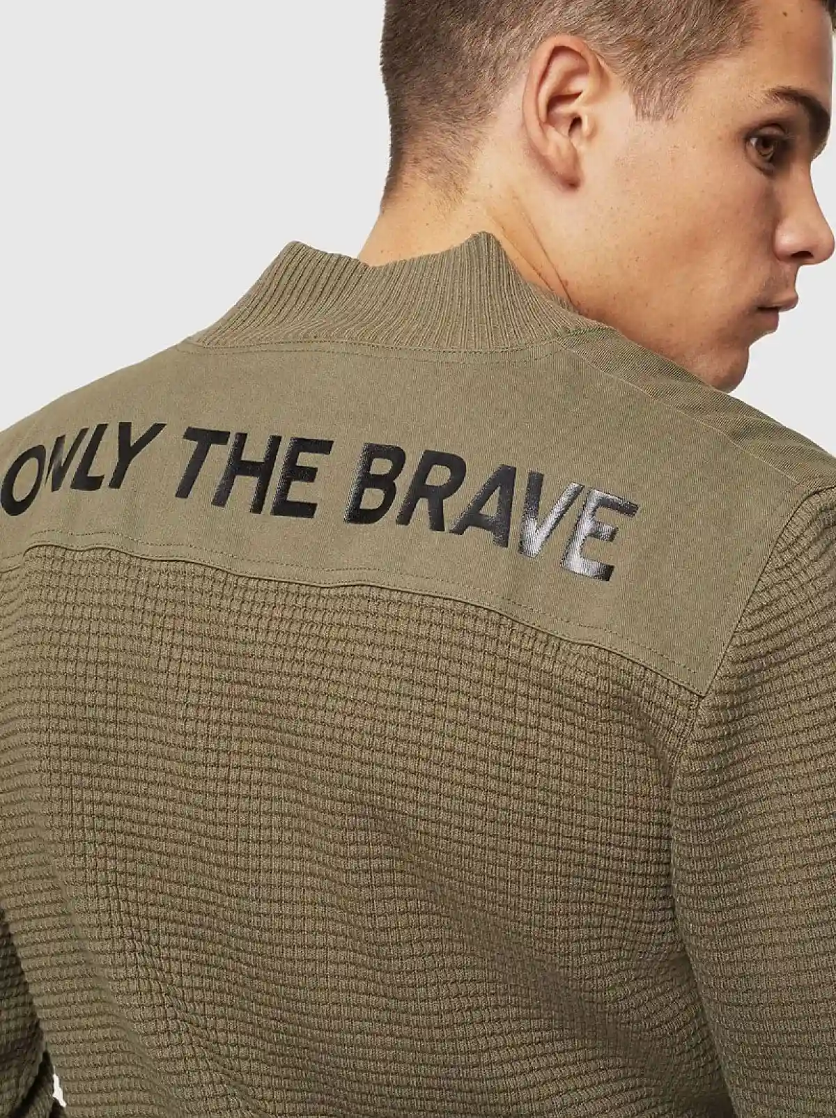 Green Waffle-knit cardigan with tonal patches