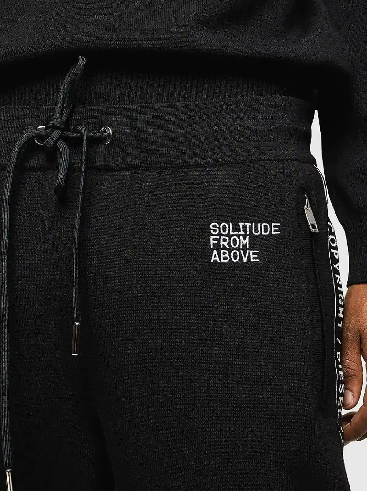 Black Vanisé-knit sweatpants with logo bands