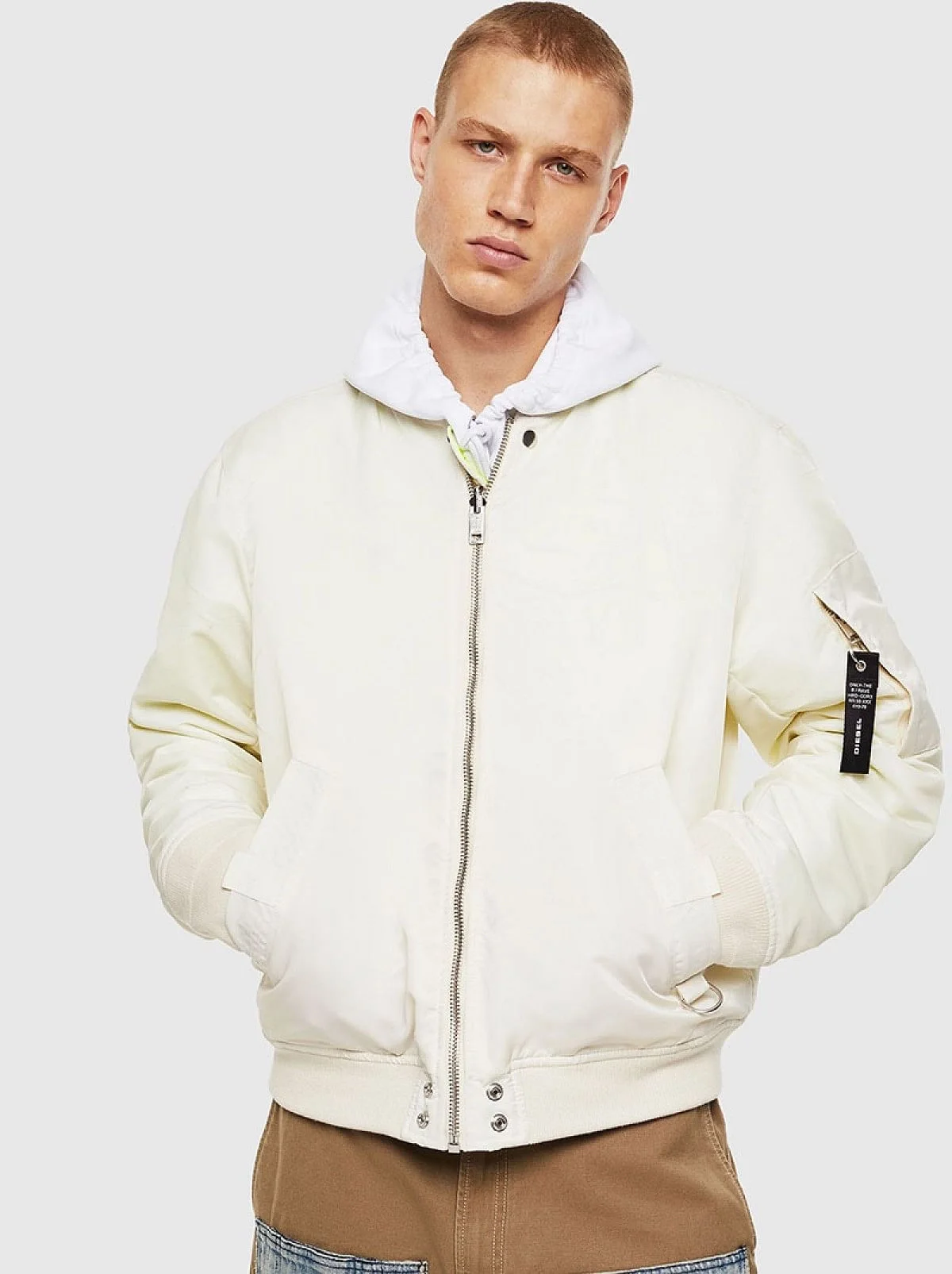 White Reversible padded bomber jacket