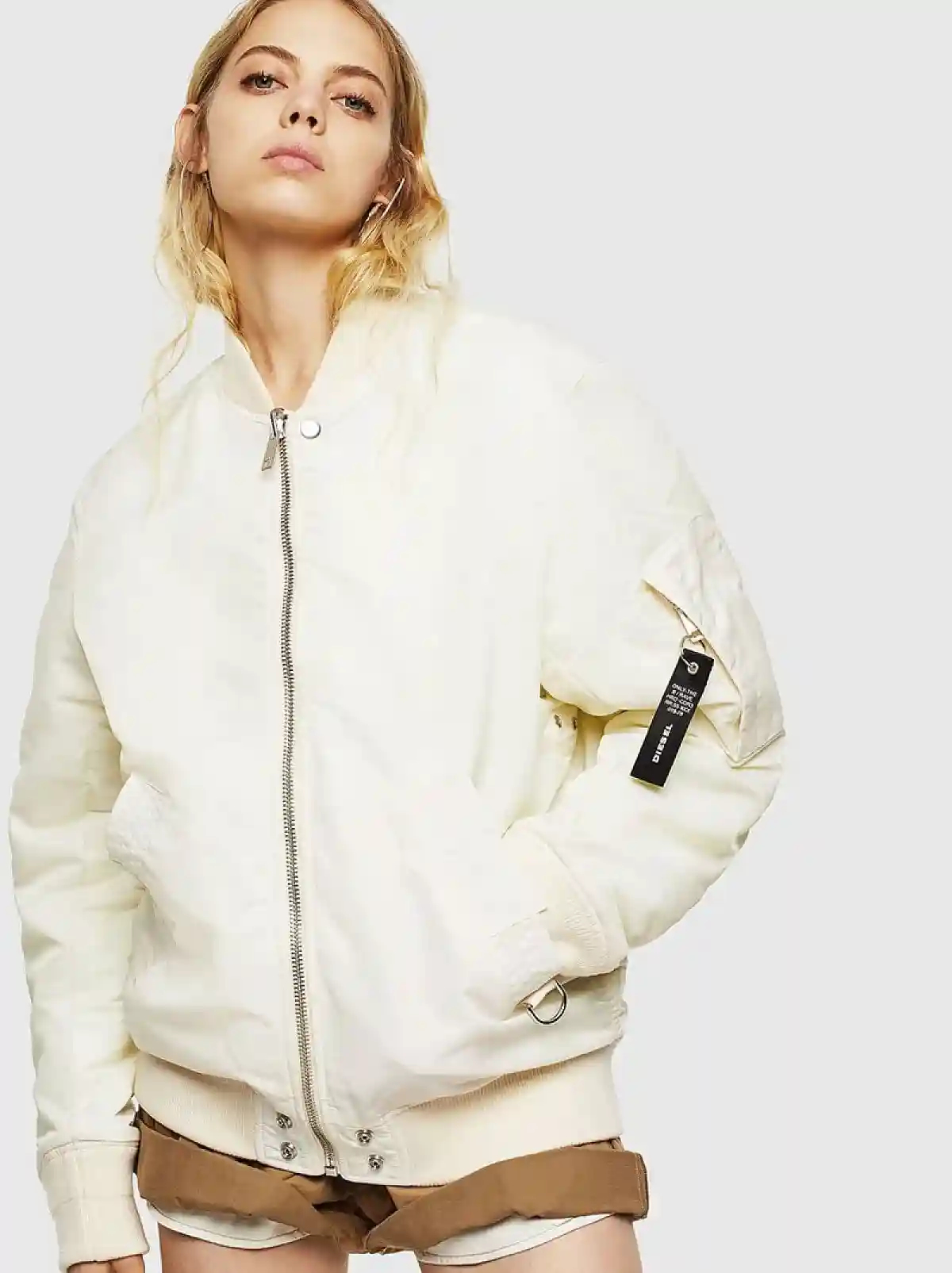 White Reversible padded bomber jacket