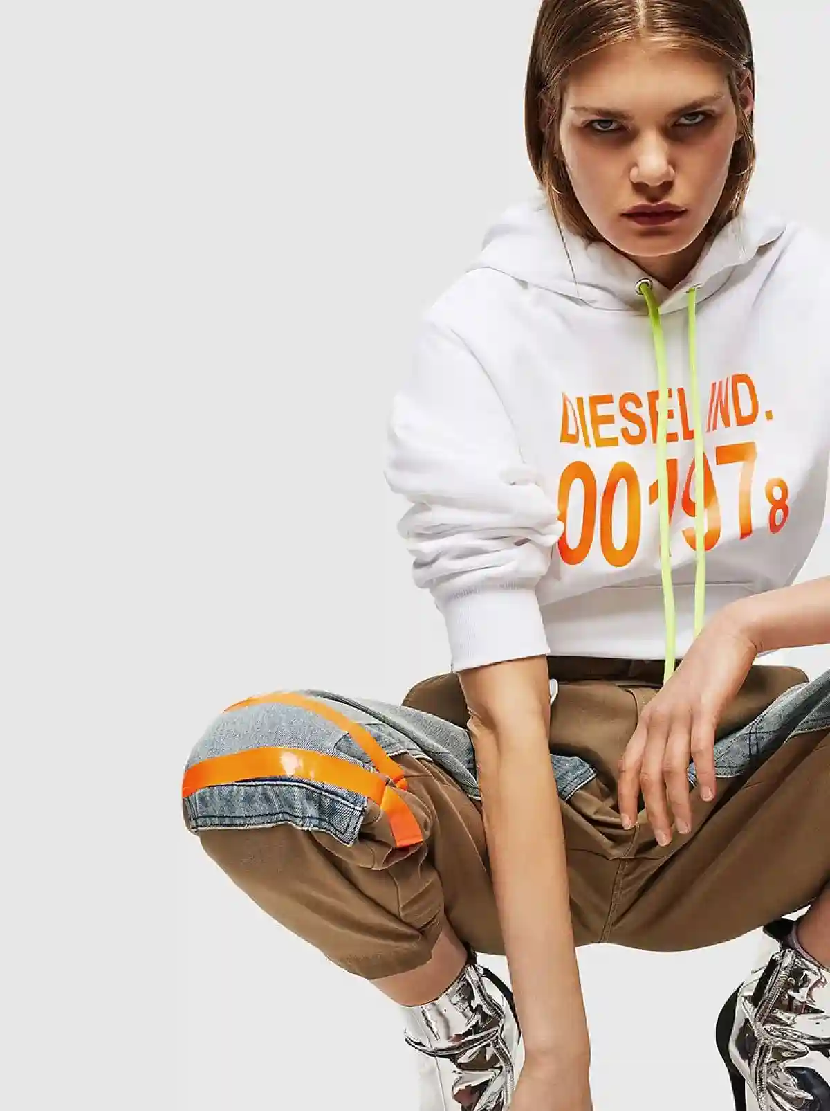 White Logo hoodie in cotton