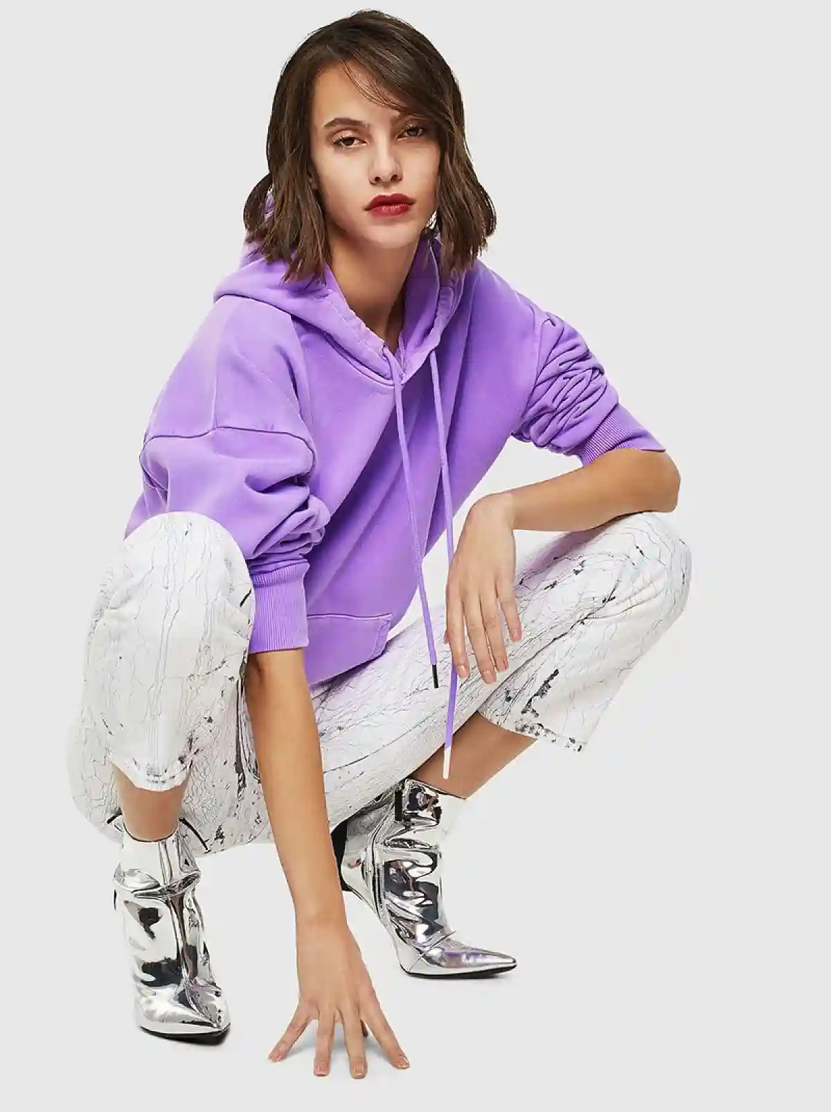 Purple Neon hoodie in with logo embroidery