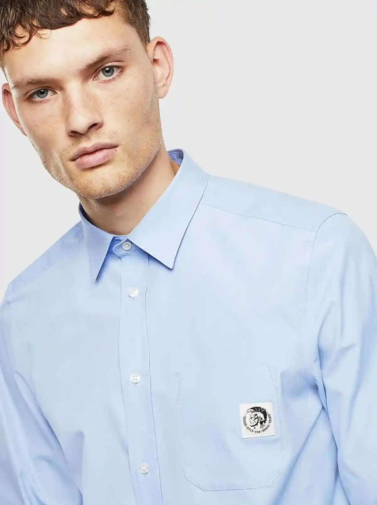 Blue Poplin shirt with Mohawk patch