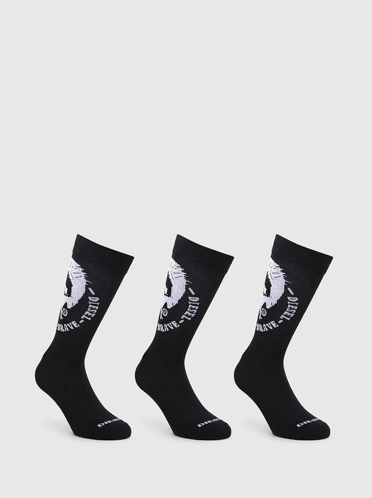 Black Knee-high 3 pack socks with mohawk