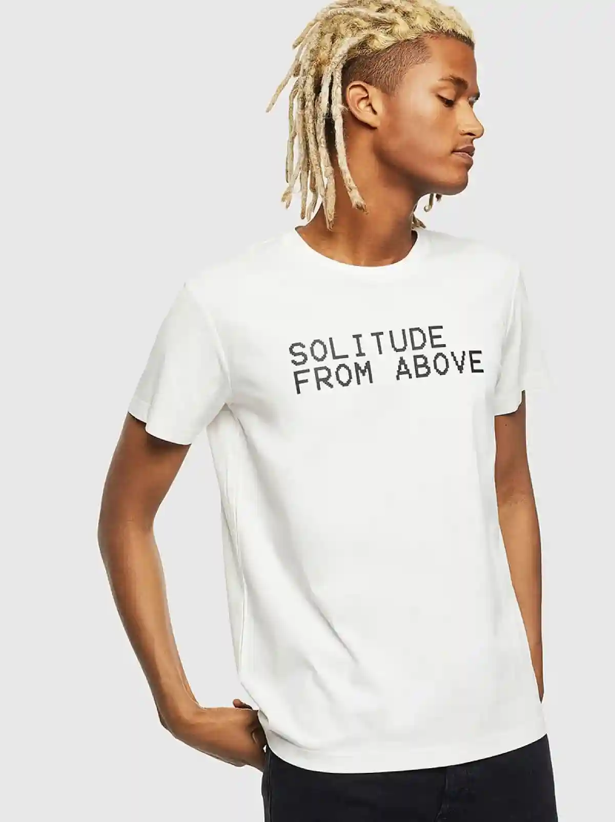 White T-shirt with pixelated print