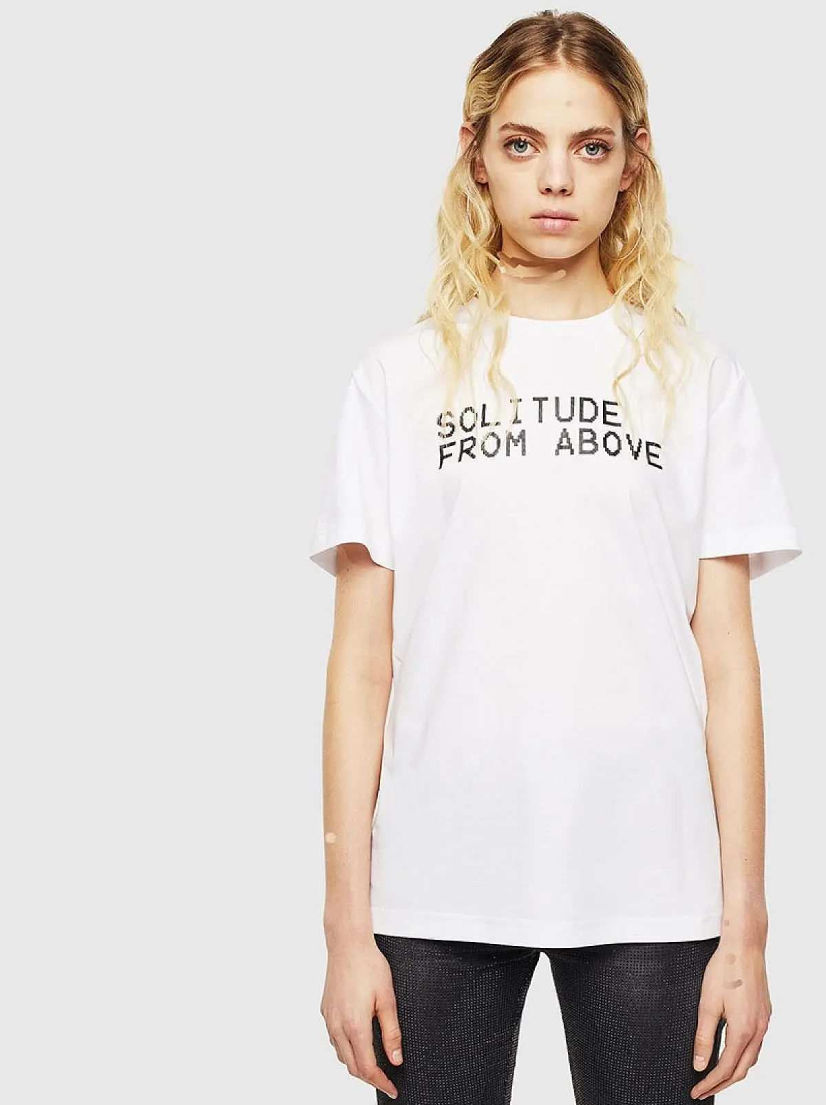 White T-shirt with pixelated print