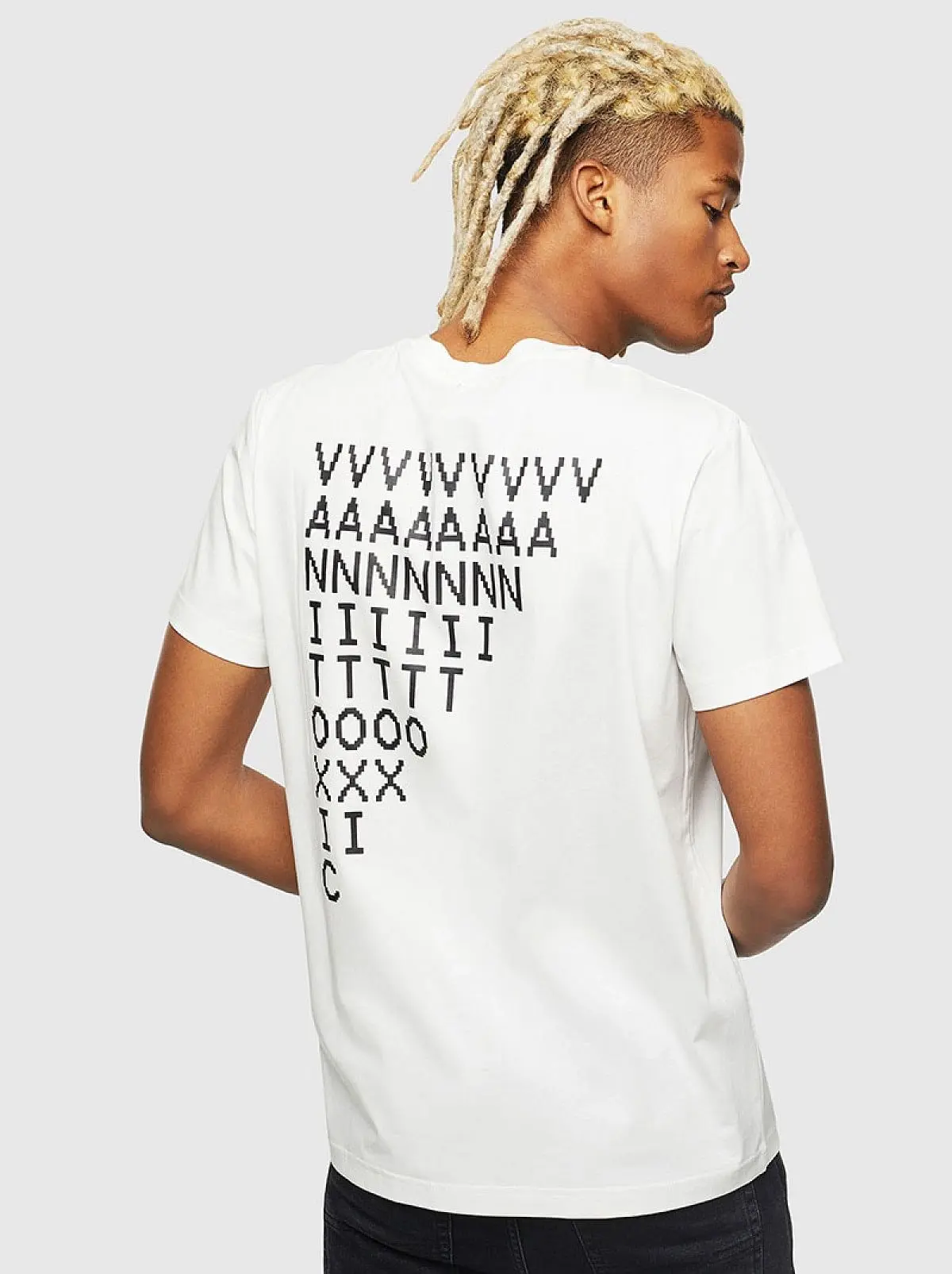 White T-shirt with pixelated print