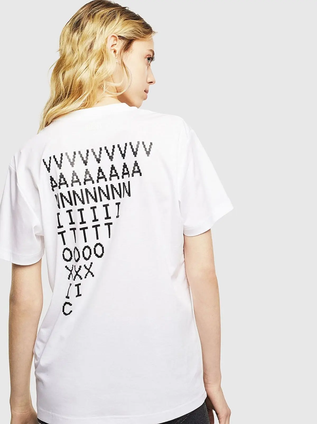 White T-shirt with pixelated print