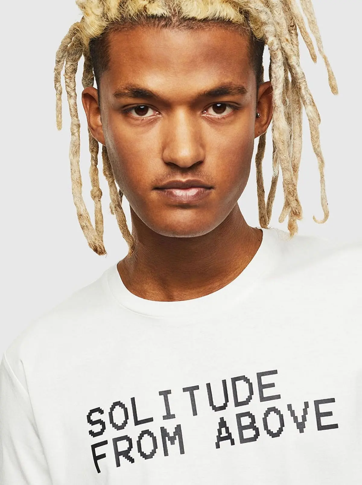 White T-shirt with pixelated print