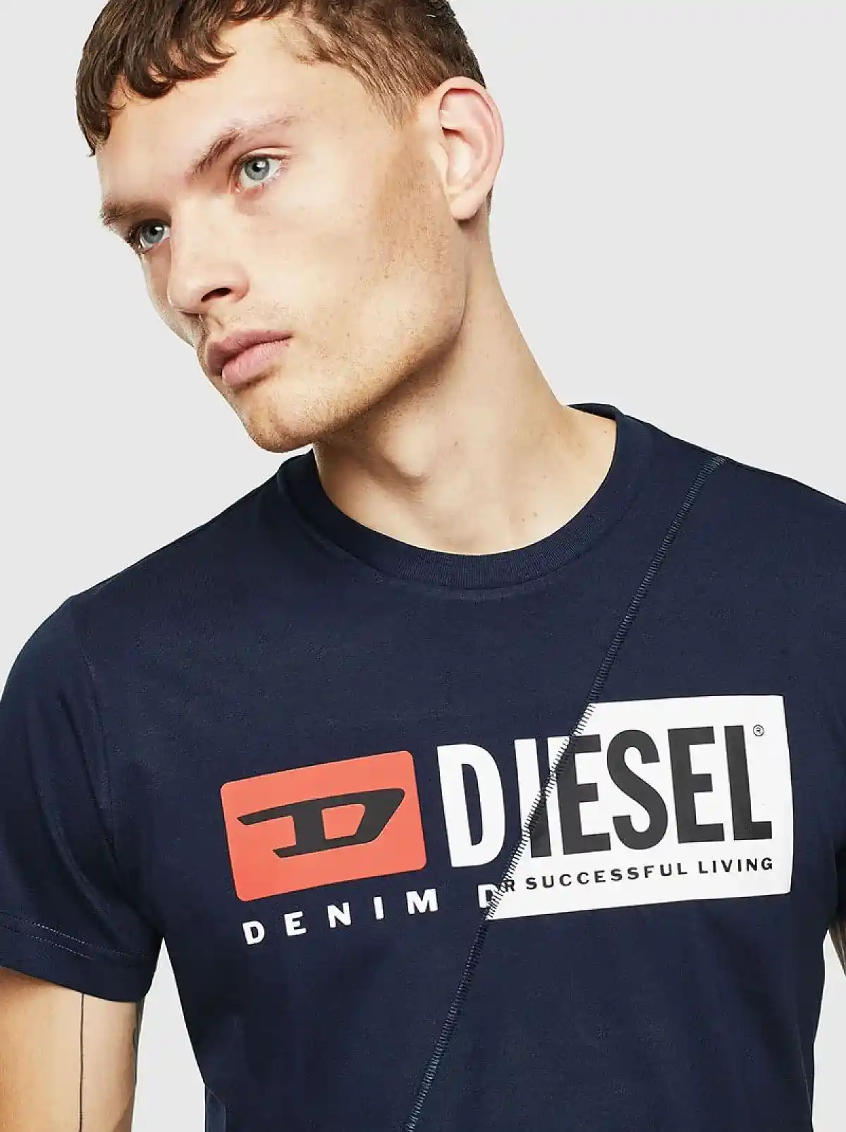 Blue T-shirt with dual logo print
