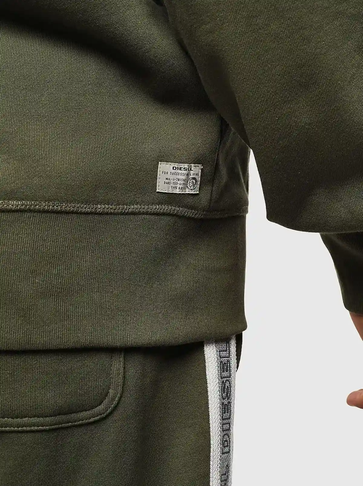 Green Zip-up hoodie with knitted logo bands