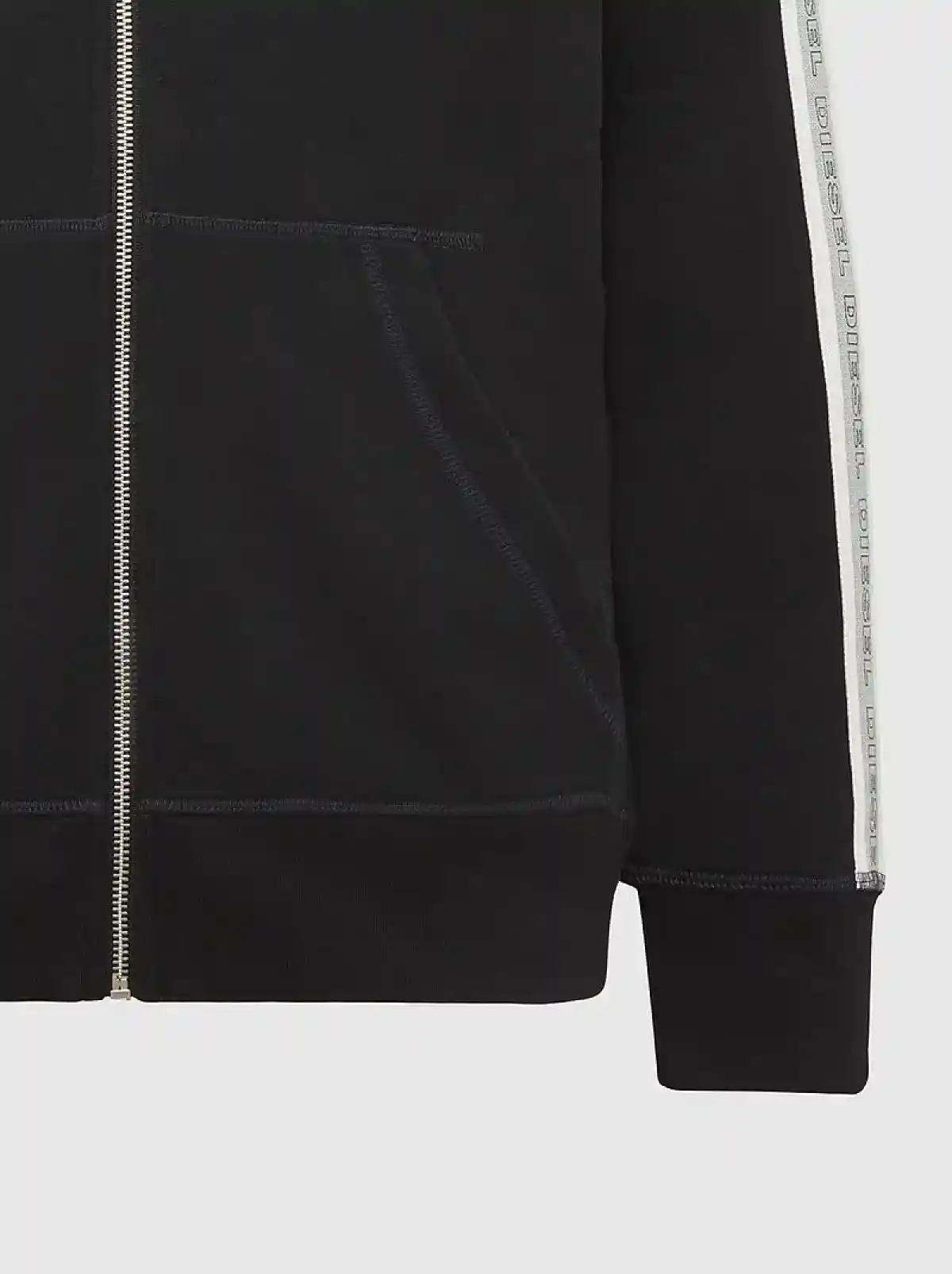 Black Zip-up hoodie with knitted logo bands