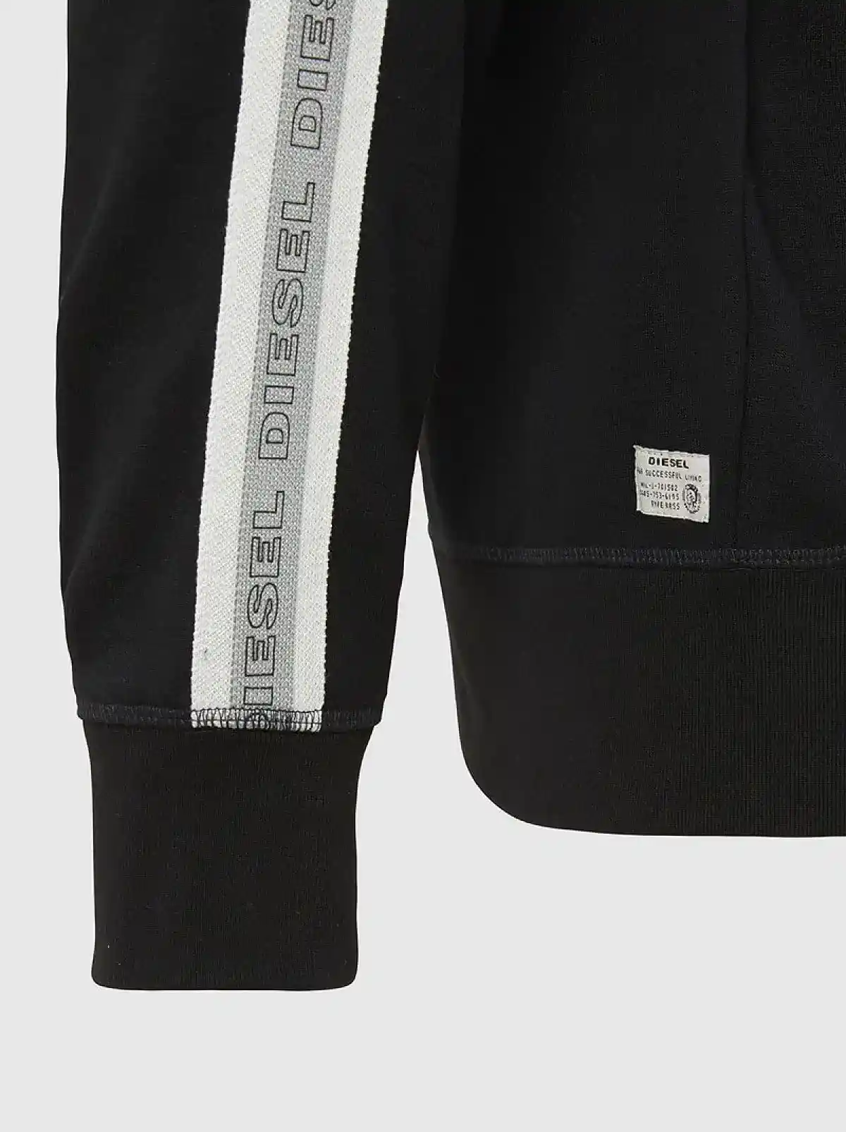 Black Zip-up hoodie with knitted logo bands