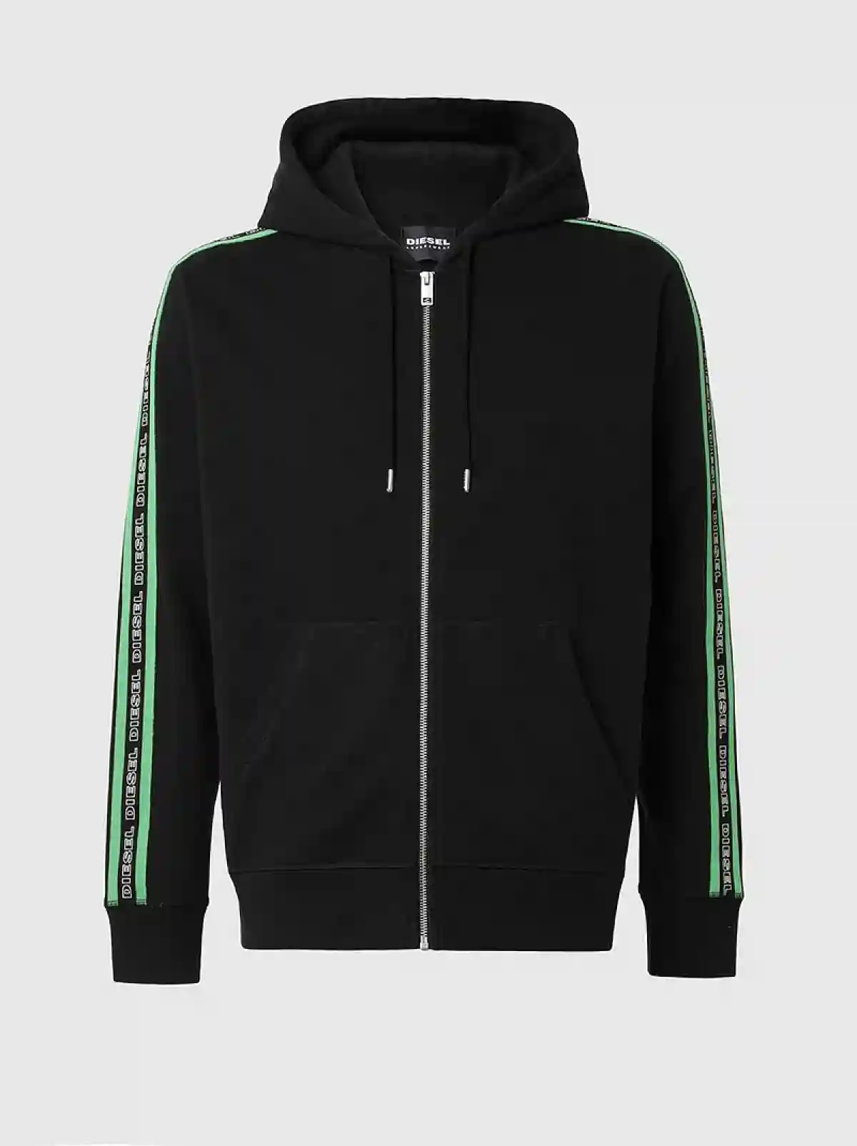 Multicolor Zip-up hoodie with knitted logo bands