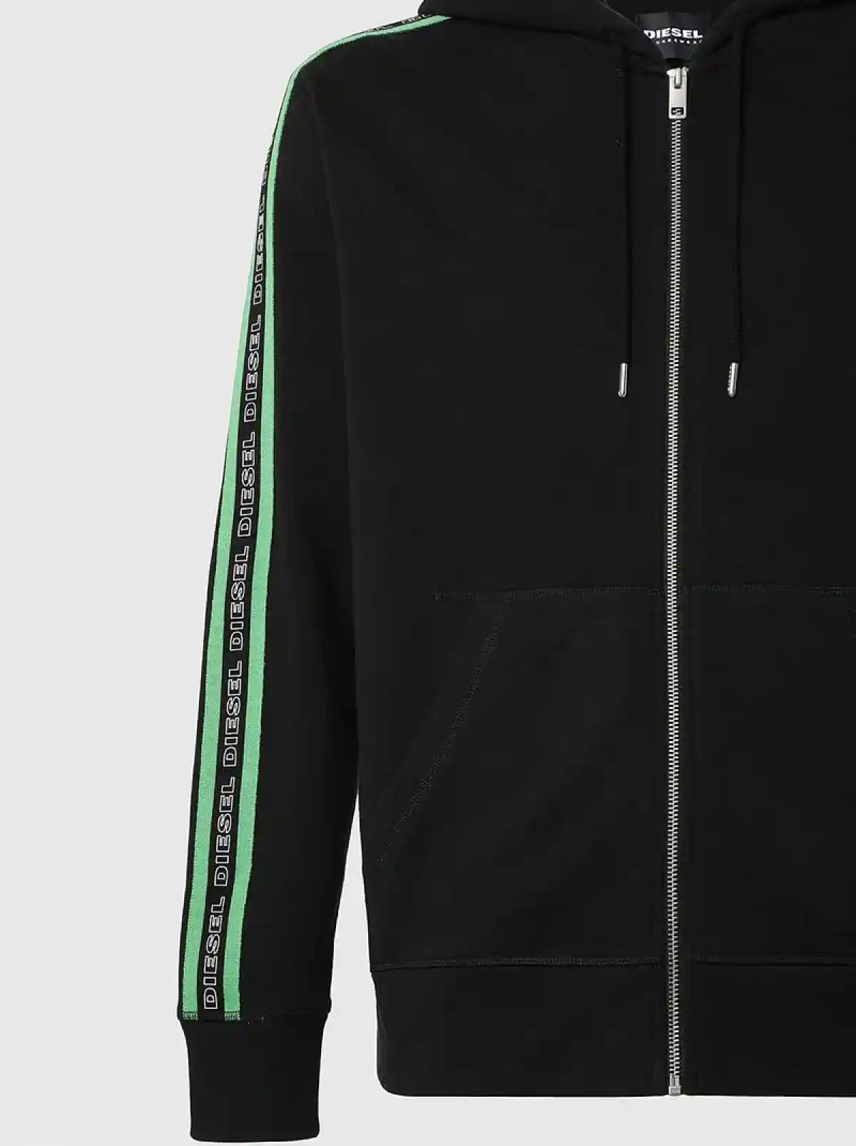 Multicolor Zip-up hoodie with knitted logo bands