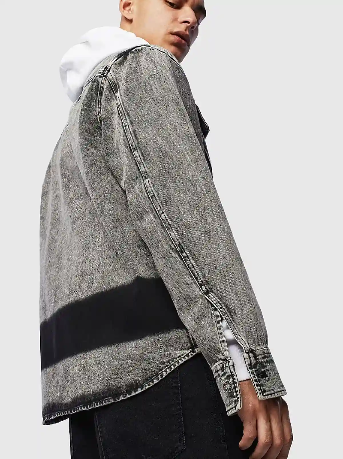 Black Acid-wash denim shirt