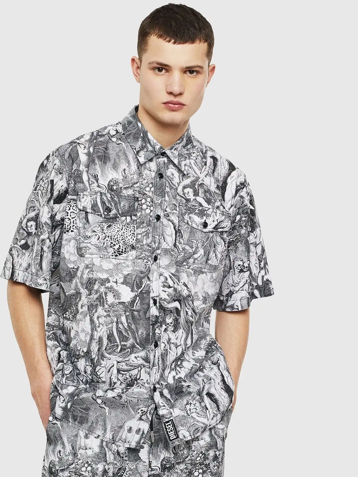 Black Poplin shirt with Divine Comedy print