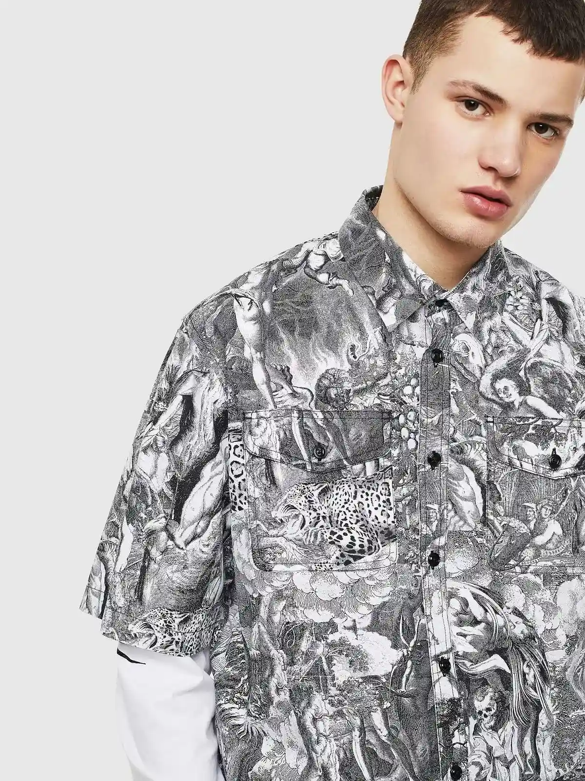 Black Poplin shirt with Divine Comedy print