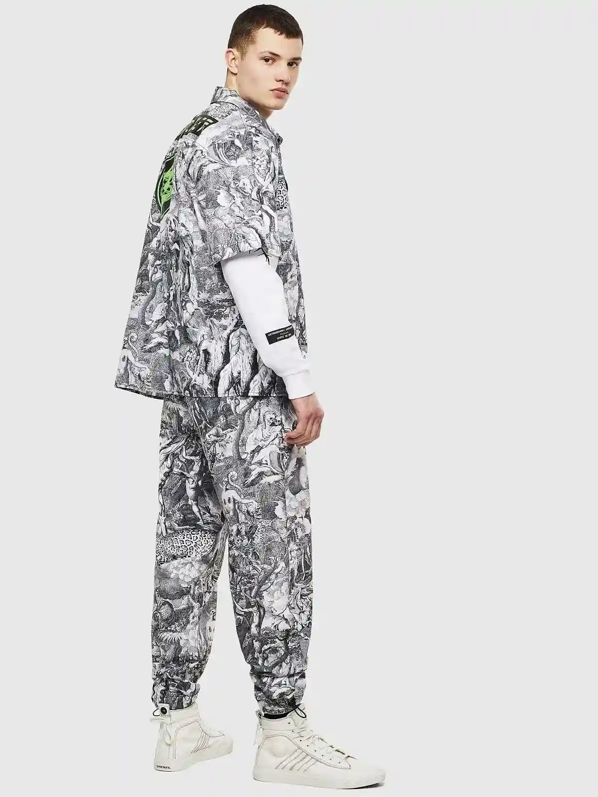 Black Poplin shirt with Divine Comedy print