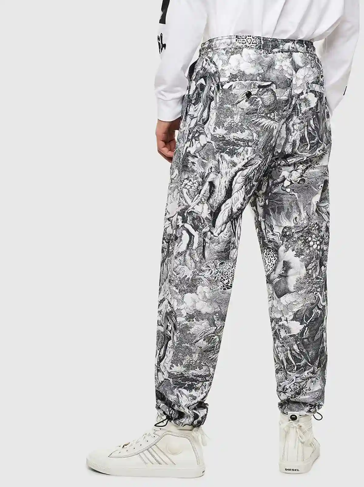 Black Poplin trousers with Divine Comedy print