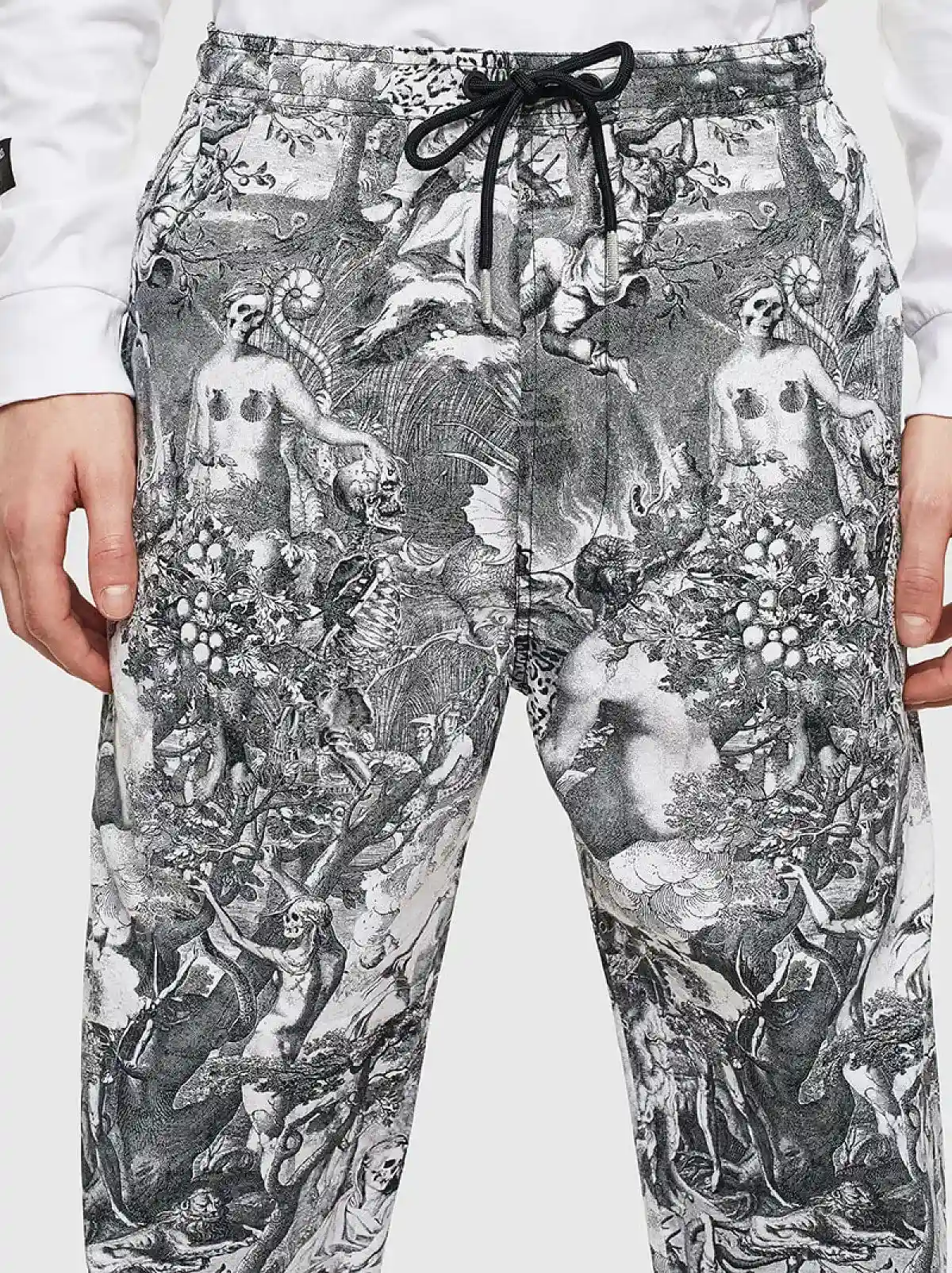 Black Poplin trousers with Divine Comedy print