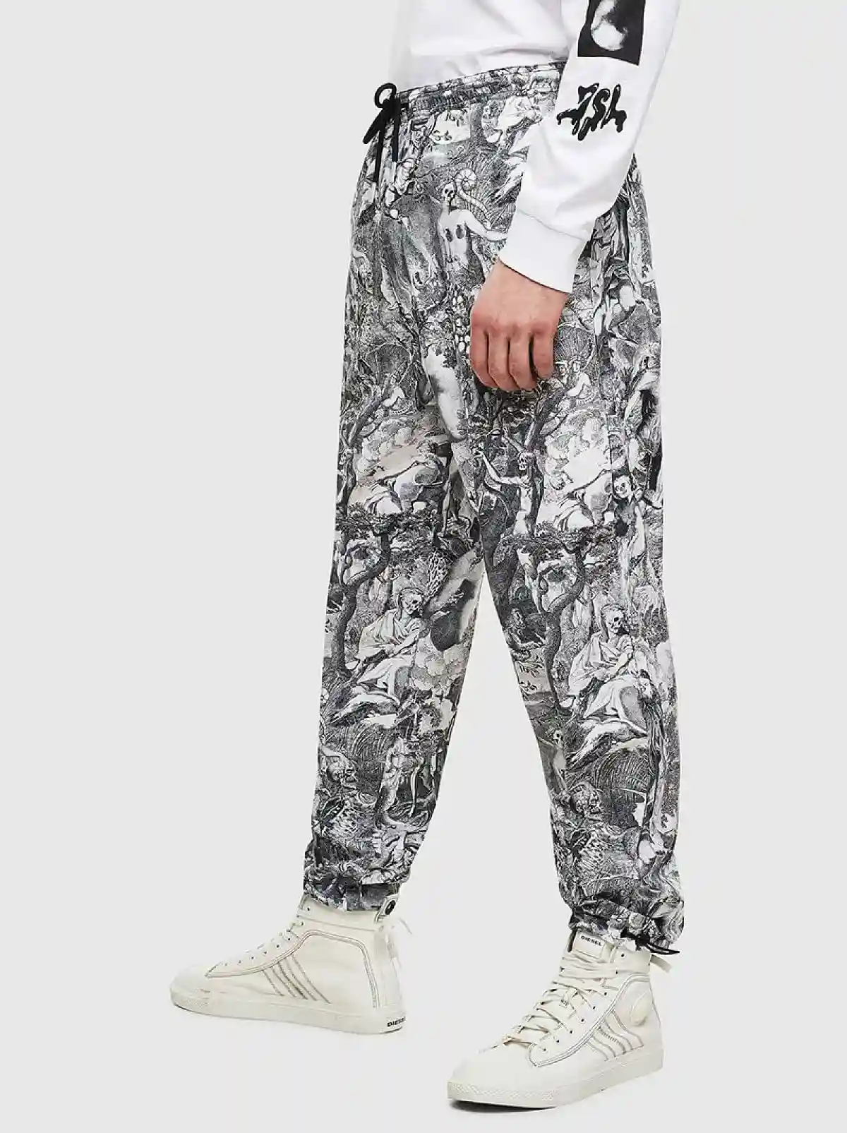 Black Poplin trousers with Divine Comedy print